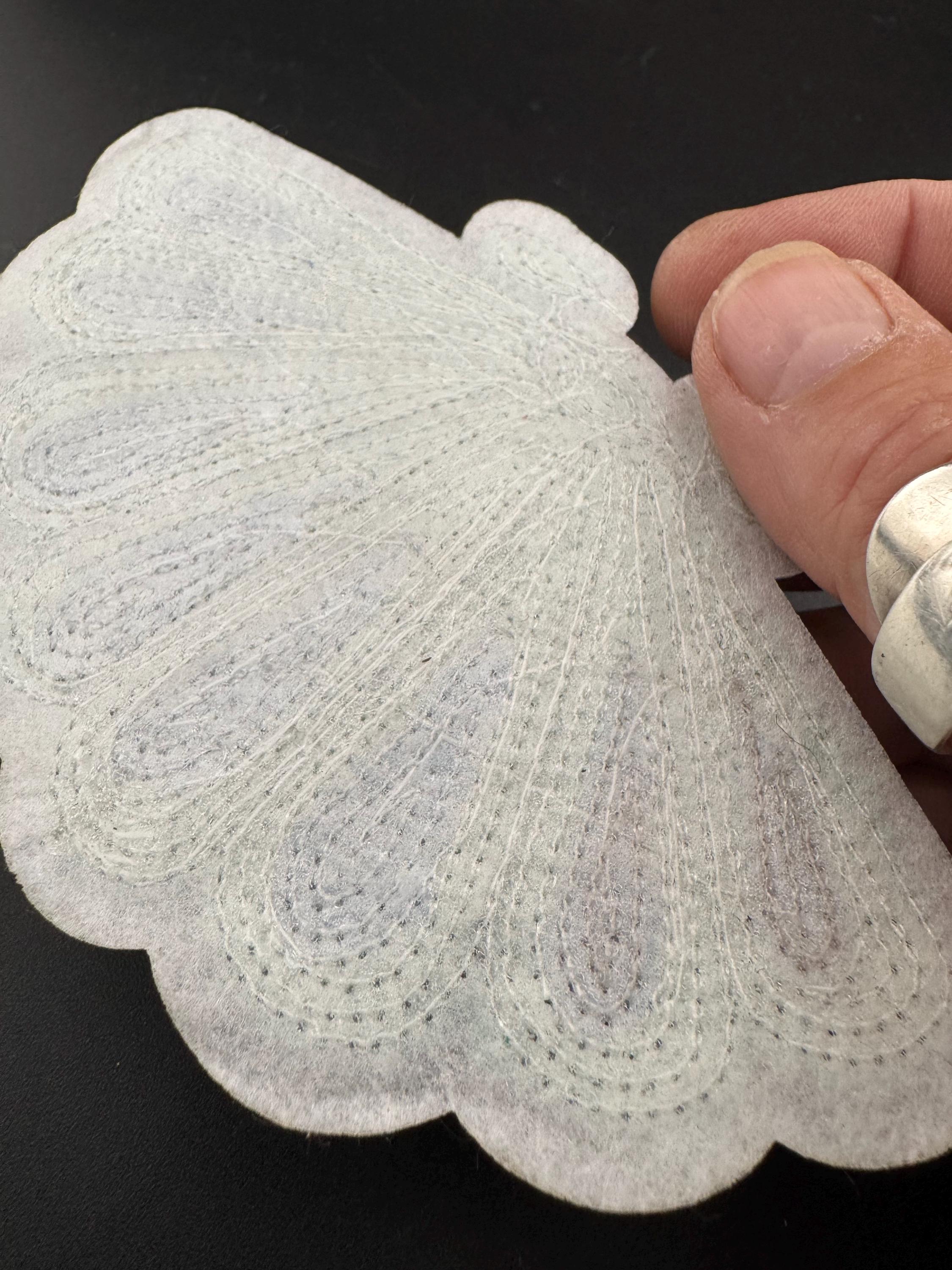 Sequin Scallop Patch: Turquoise Blue & Green Nautical Appliqué (12x8cm)