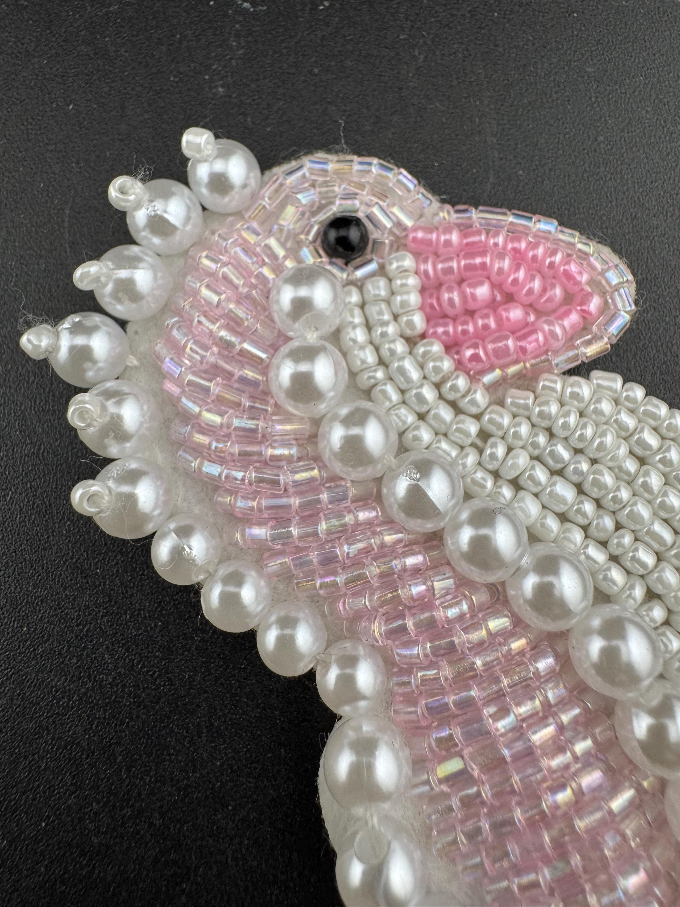 Large sew on faux pearl beaded pink and white seahorse patch 7cm tall pink seed beads nautical hippocampus patches appliqué