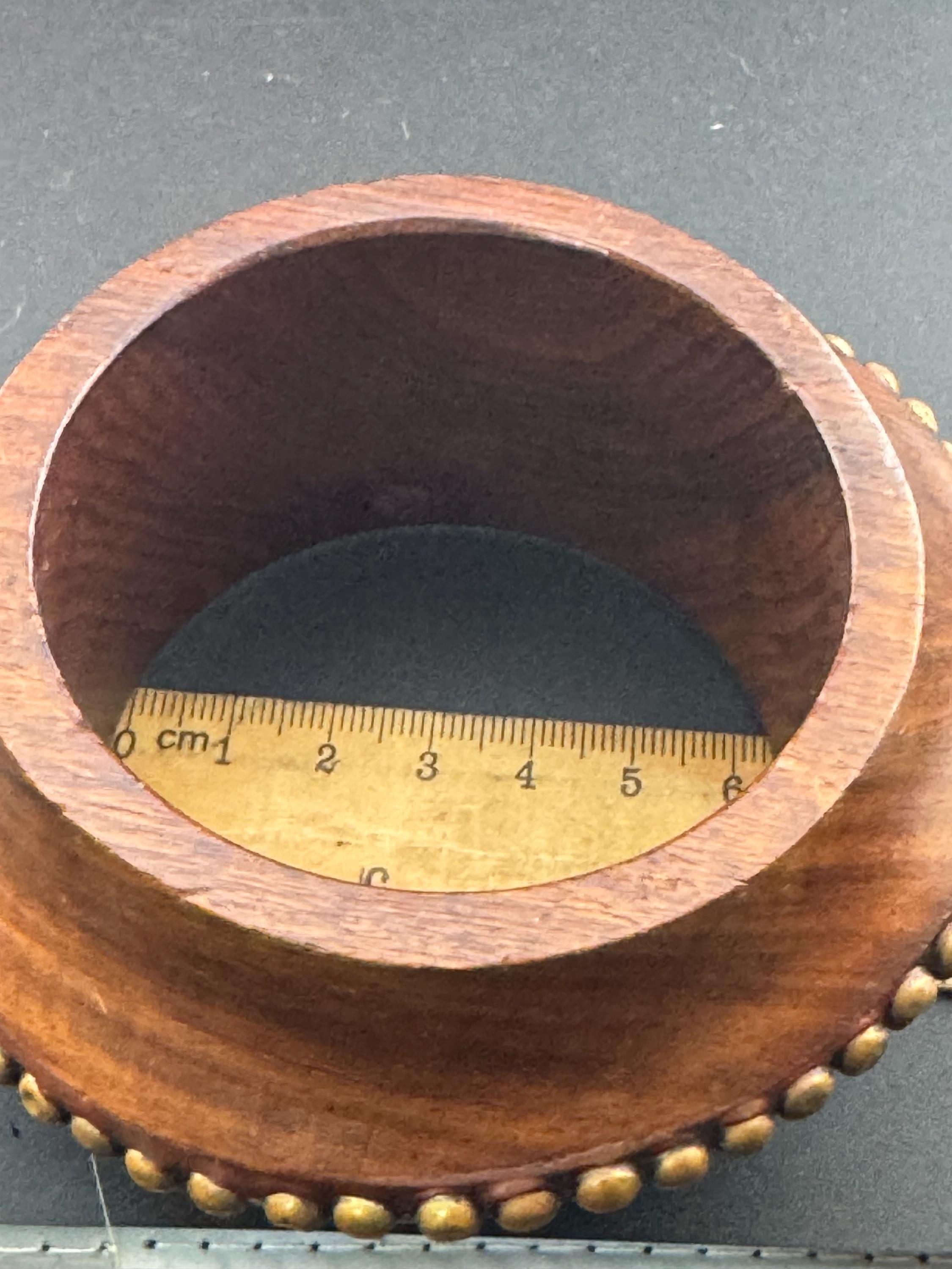 Wood & Brass Wide Cuff Bangle: Vintage Boho Bracelet