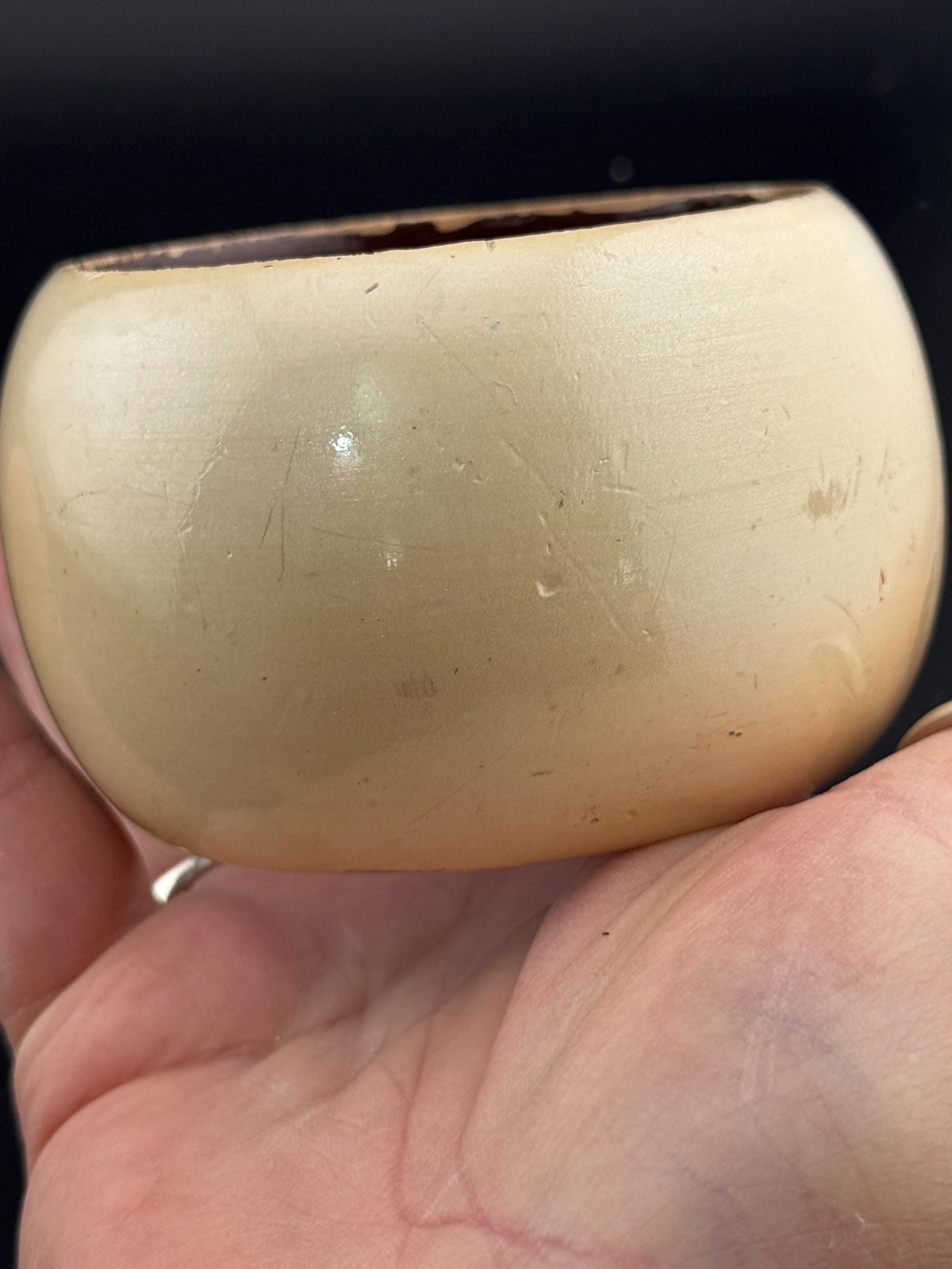 Oversized Cream Painted Wood Cuff Bangle: Boho Festival Bracelet