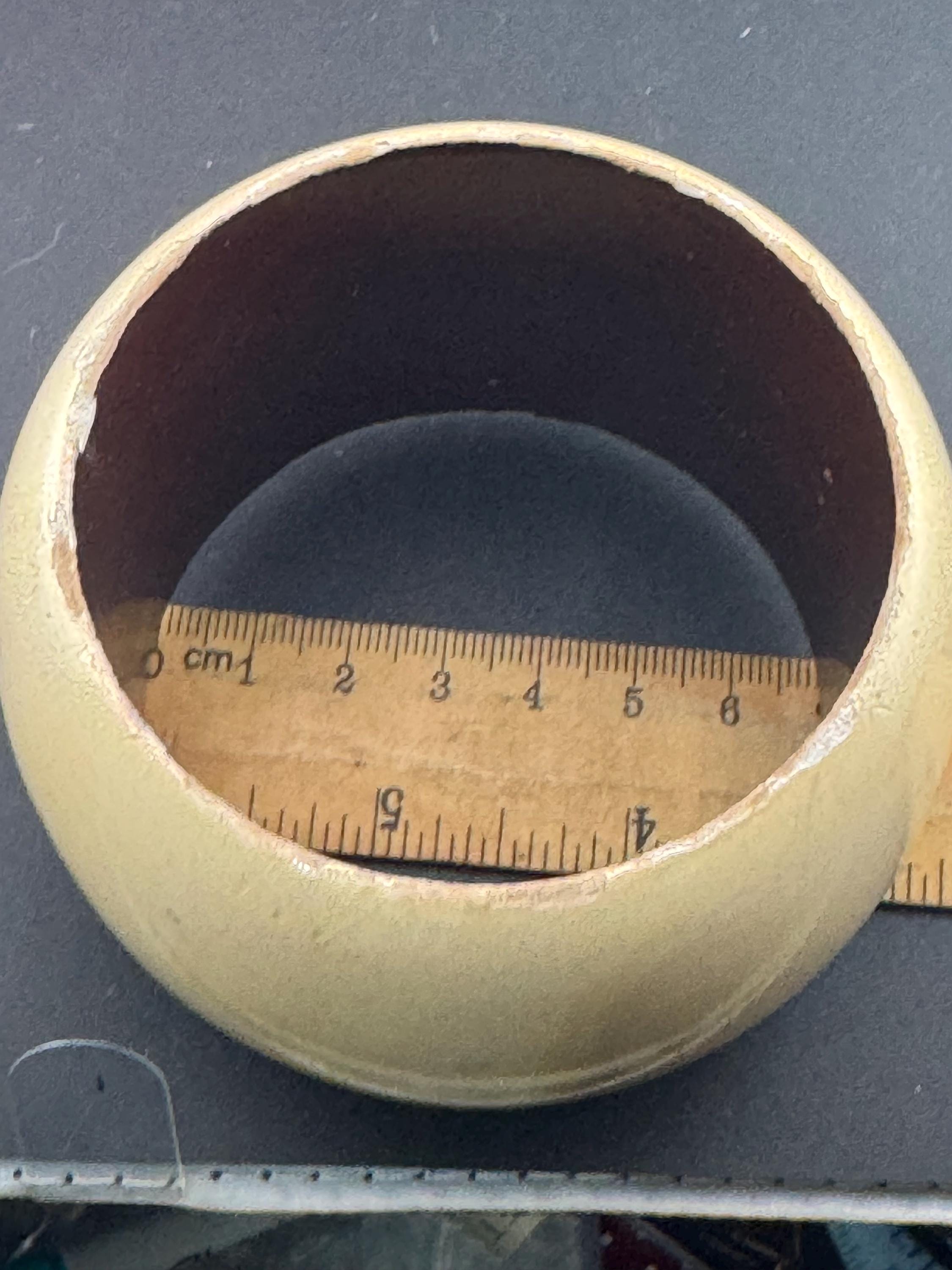 Oversized Cream Painted Wood Cuff Bangle: Boho Festival Bracelet