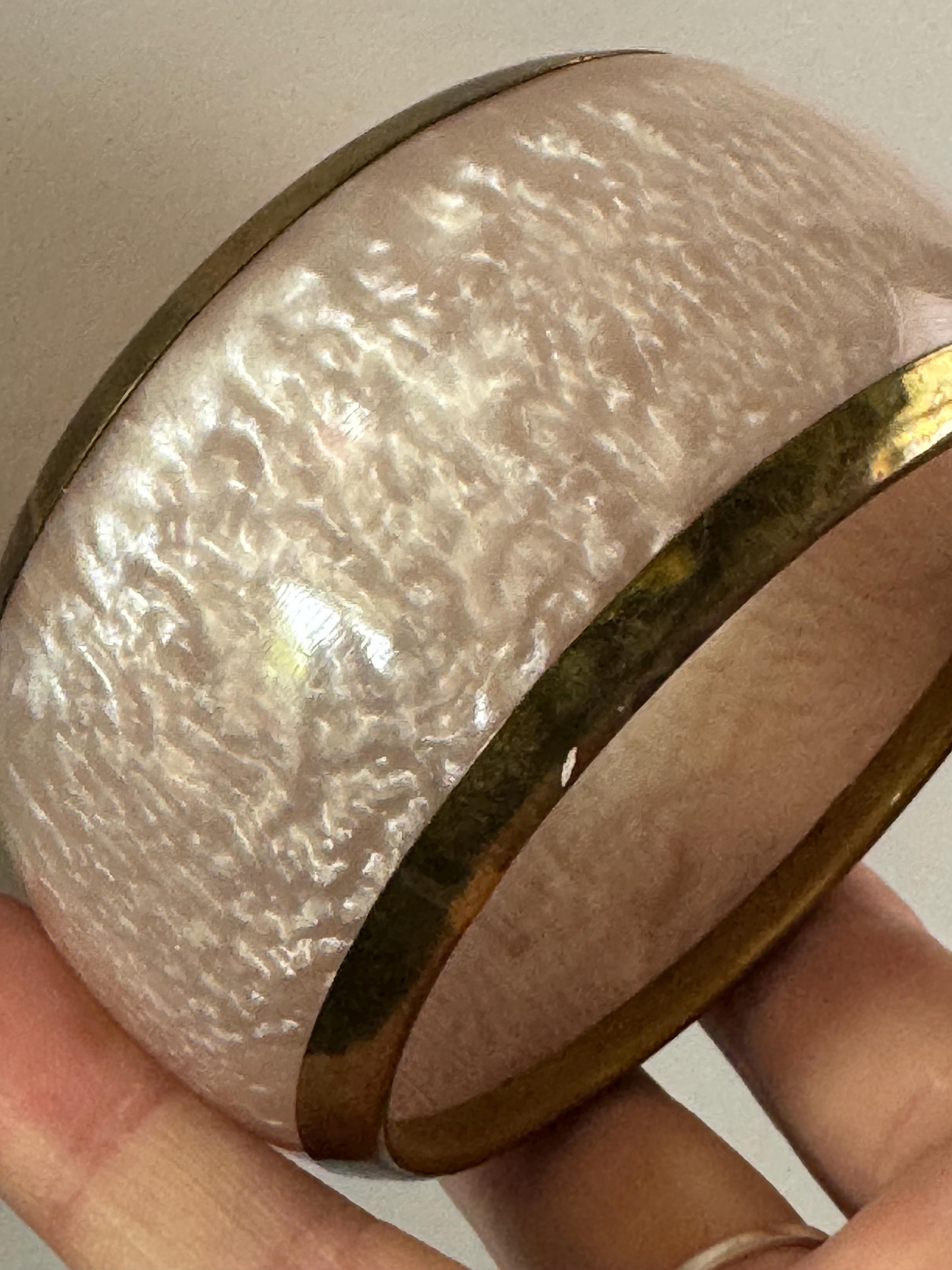 Pink and brass wide acrylic plastic bangle, stacking