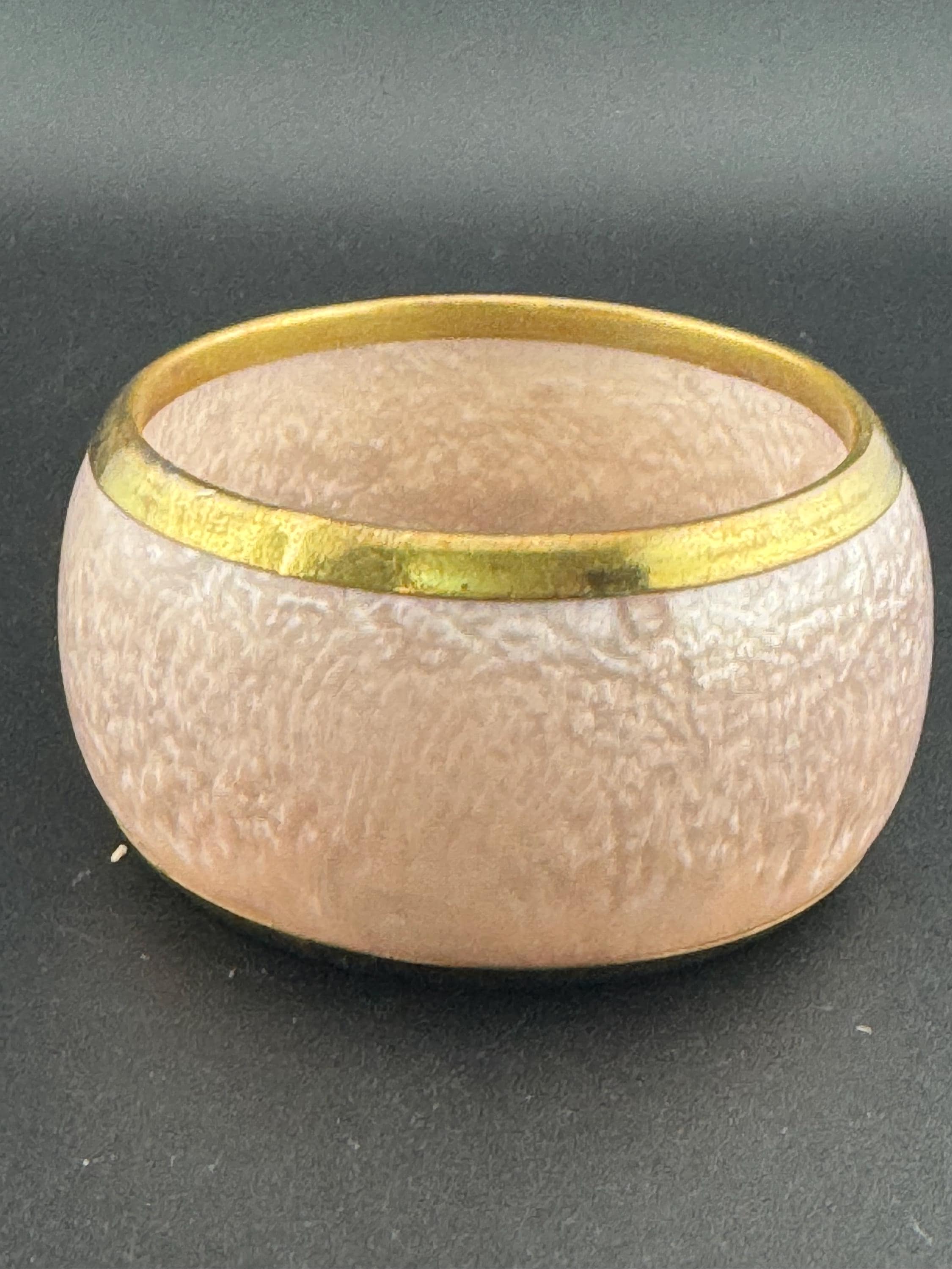 Pink and brass wide acrylic plastic bangle, stacking