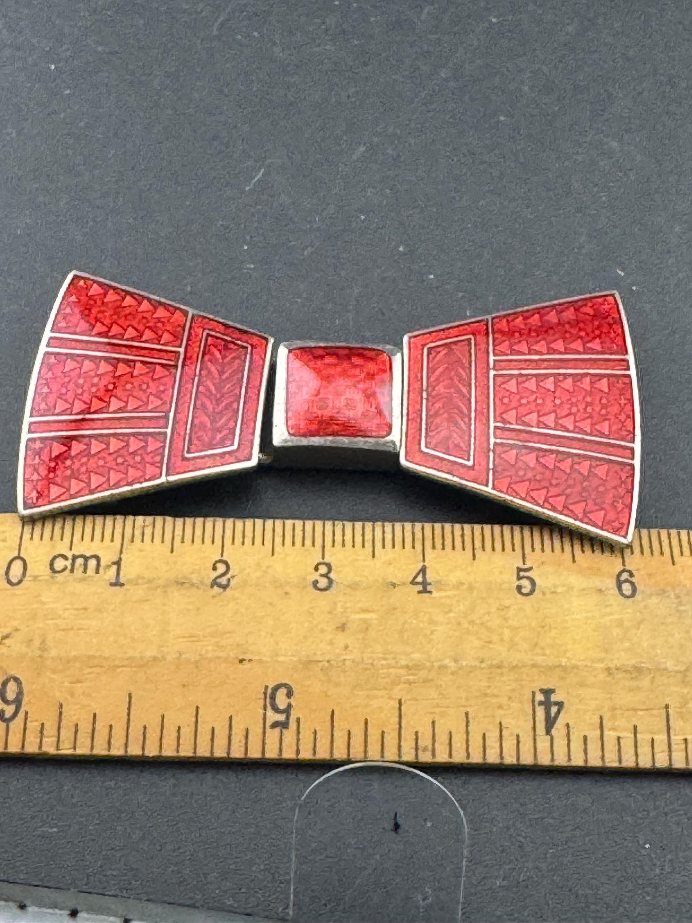 Antique Vintage Art Deco czech deep red bow design Enamel 2 part belt Buckle 1910s 1920s 1930s Sewing Haberdashery