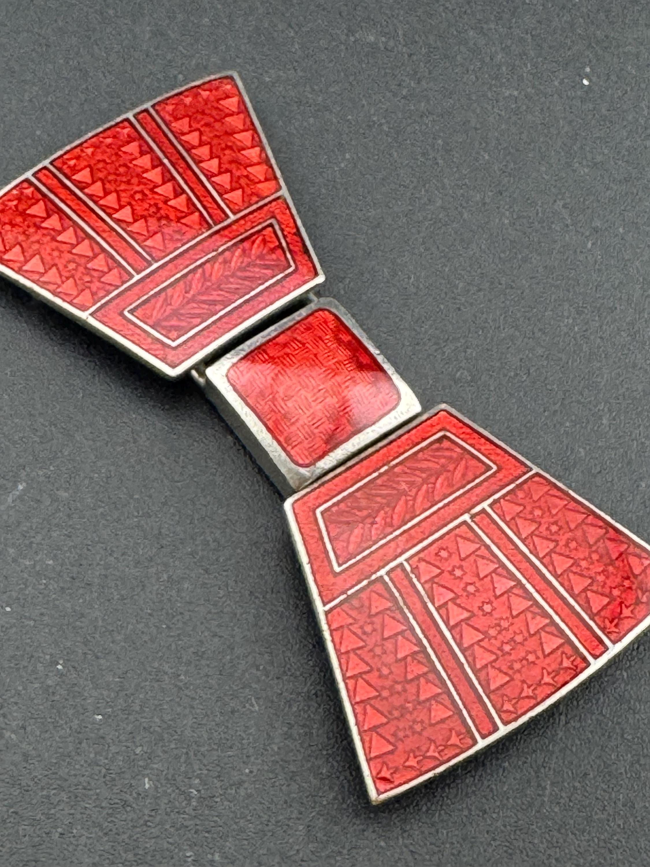 Antique Vintage Art Deco czech deep red bow design Enamel 2 part belt Buckle 1910s 1920s 1930s Sewing Haberdashery