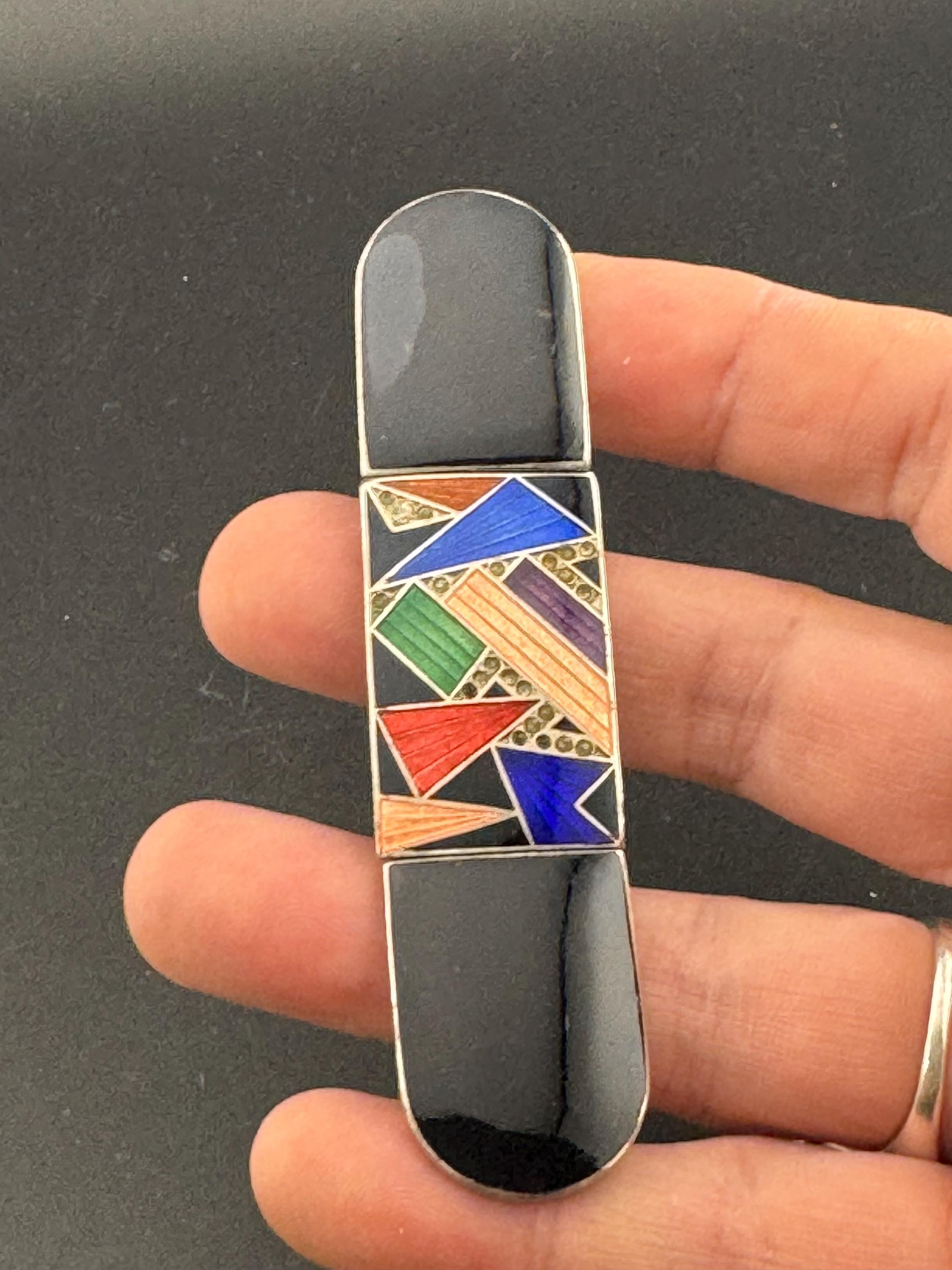 Antique Vintage Art Deco Pierre bex style czech blue red pink guilloche Enamel paste set Belt Buckle 1910s 1920s Sewing Haberdashery