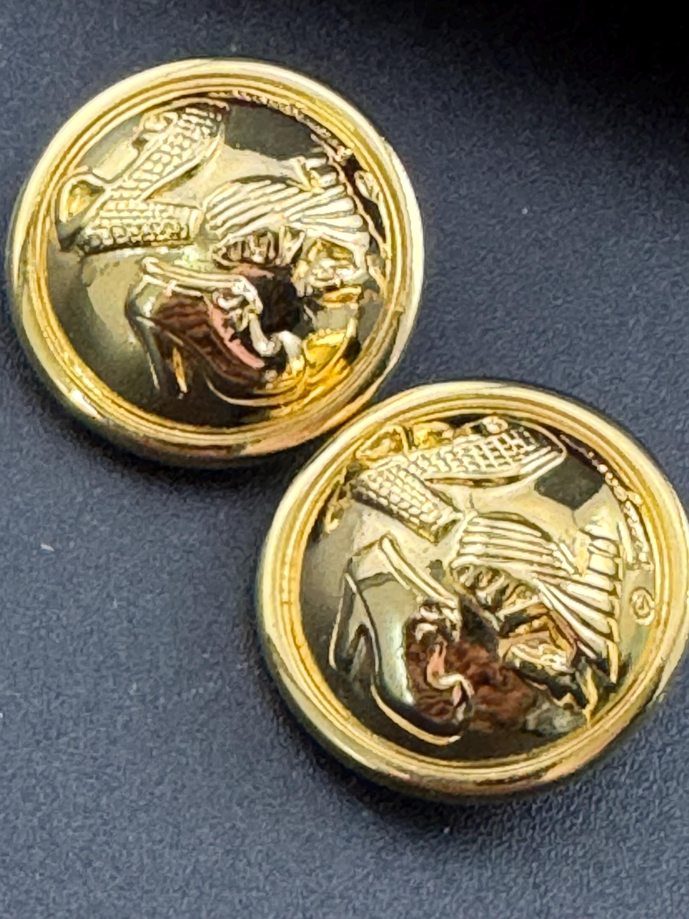 Signed salvatore ferragamo vintage Italian gold plated domed stud clip on earrings 2cm
