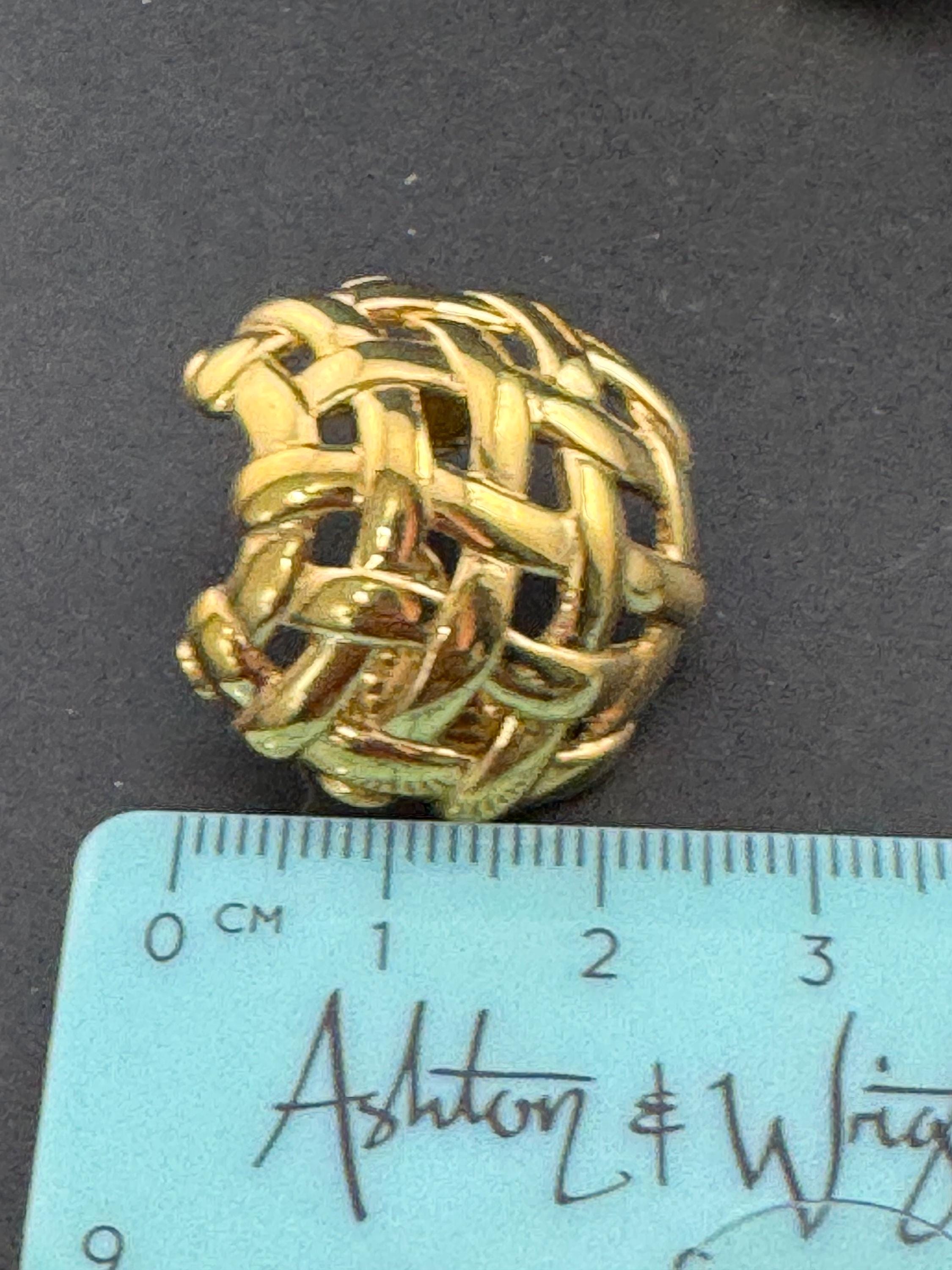 Signed MONET Gold tone textured woven domed basket weave clip on earrings