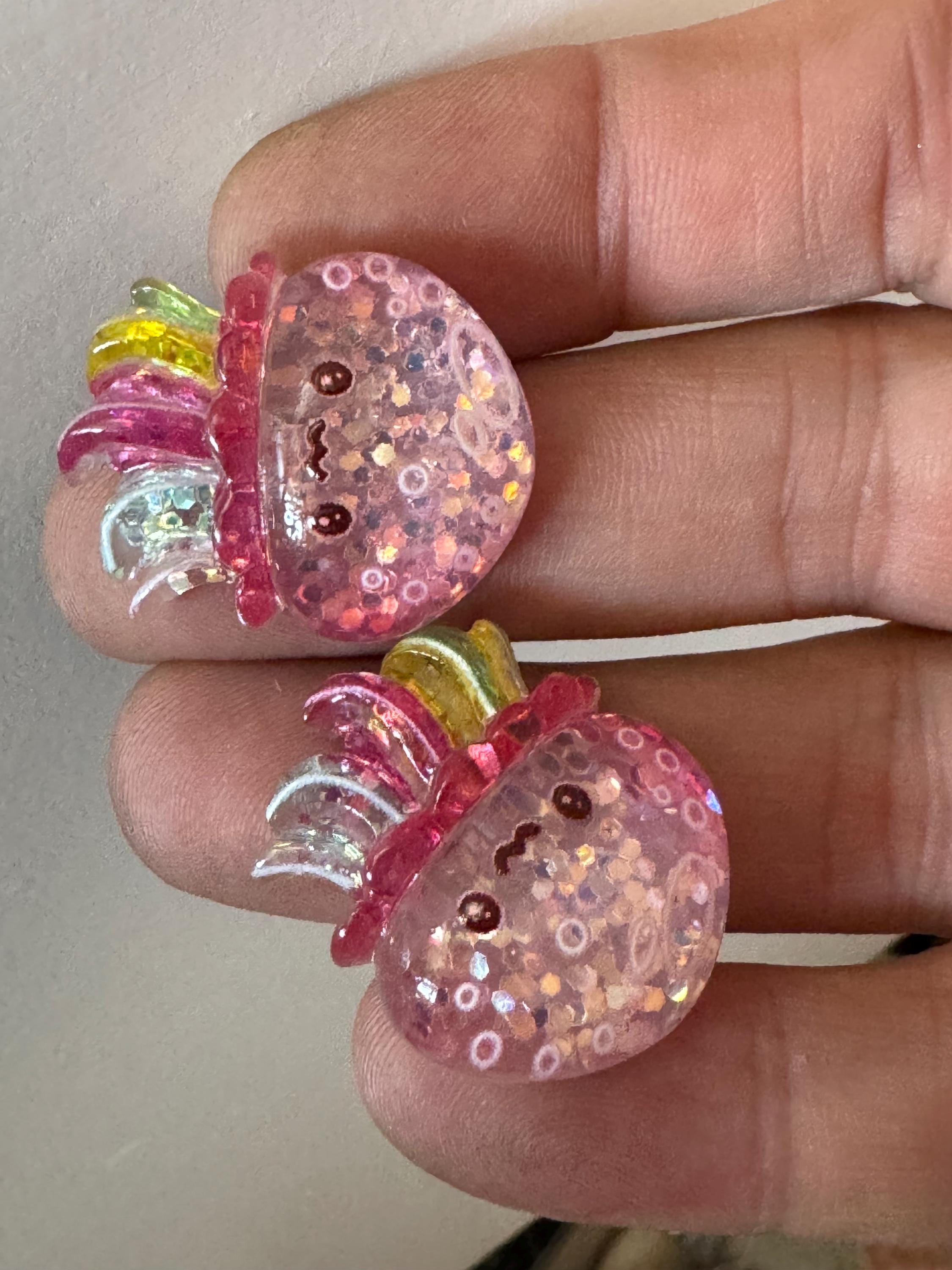 Glitter Resin Dolphin, Crab, or Jellyfish Cake Toppers - 2pc Set