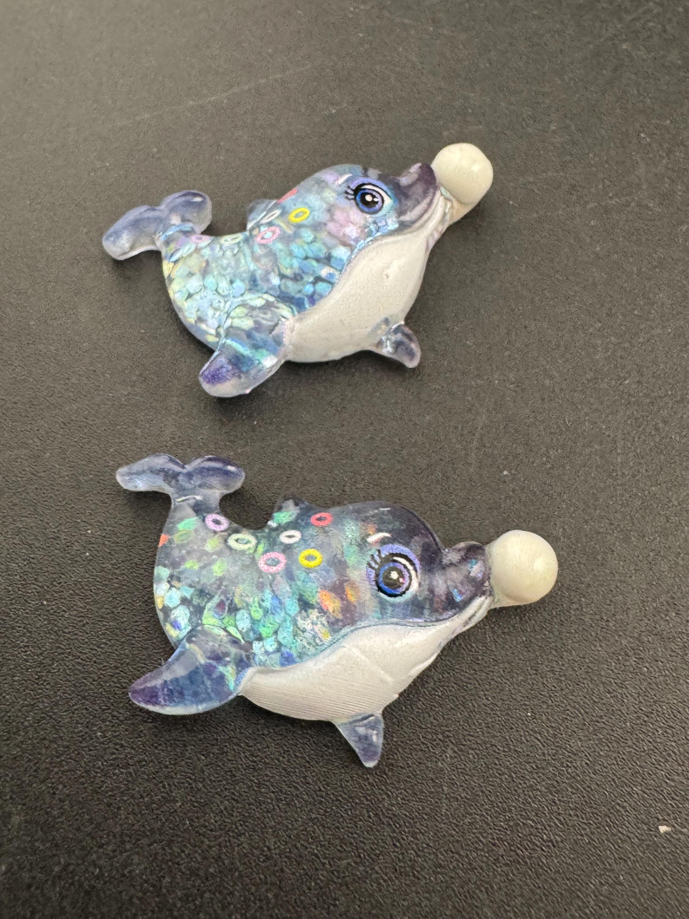 Glitter Resin Dolphin, Crab, or Jellyfish Cake Toppers - 2pc Set