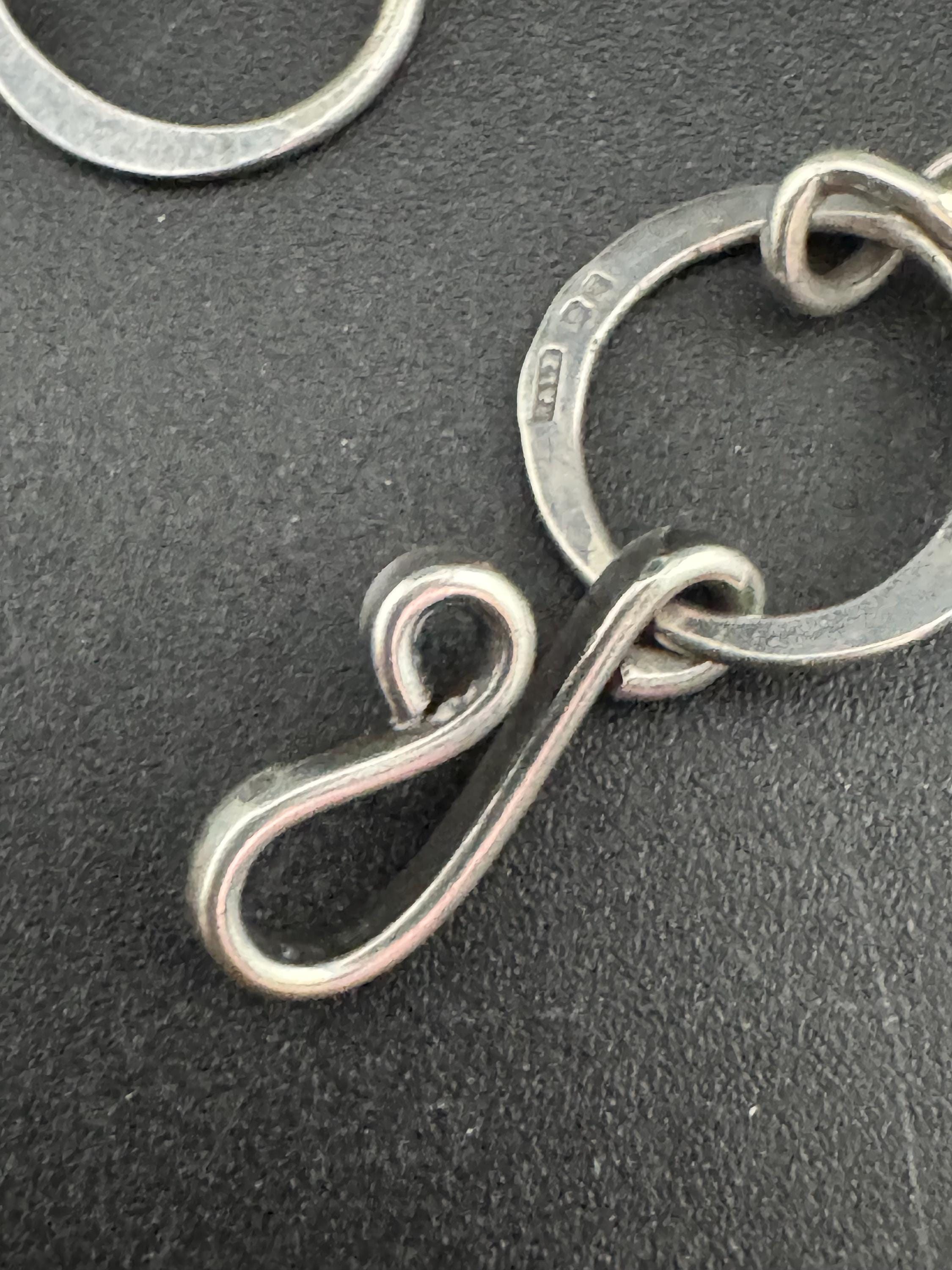 Vintage London 1976 R&LR 925 Sterling silver hoop ring 42cm chain necklace 18.1 grams