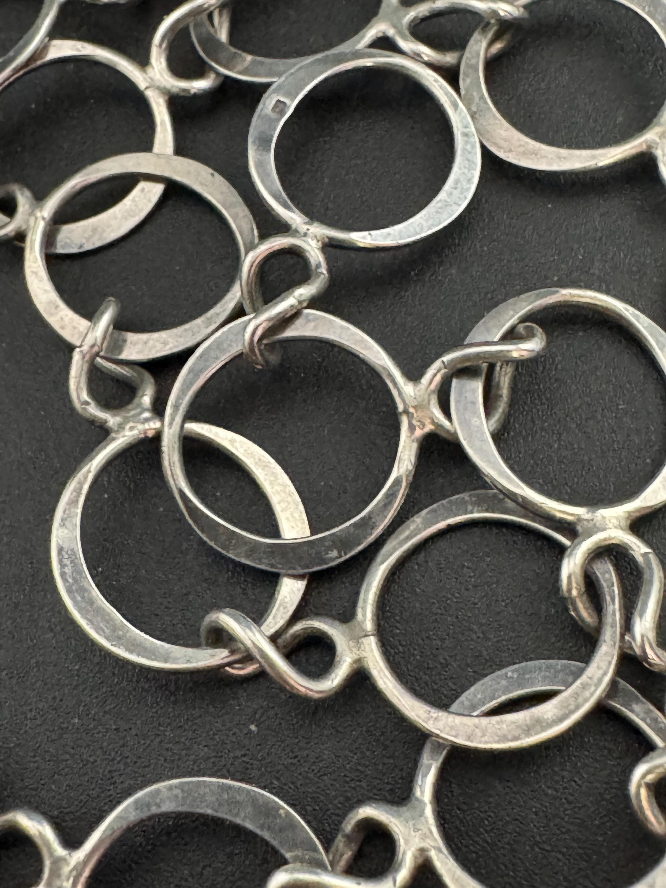 Vintage London 1976 R&LR 925 Sterling silver hoop ring 42cm chain necklace 18.1 grams