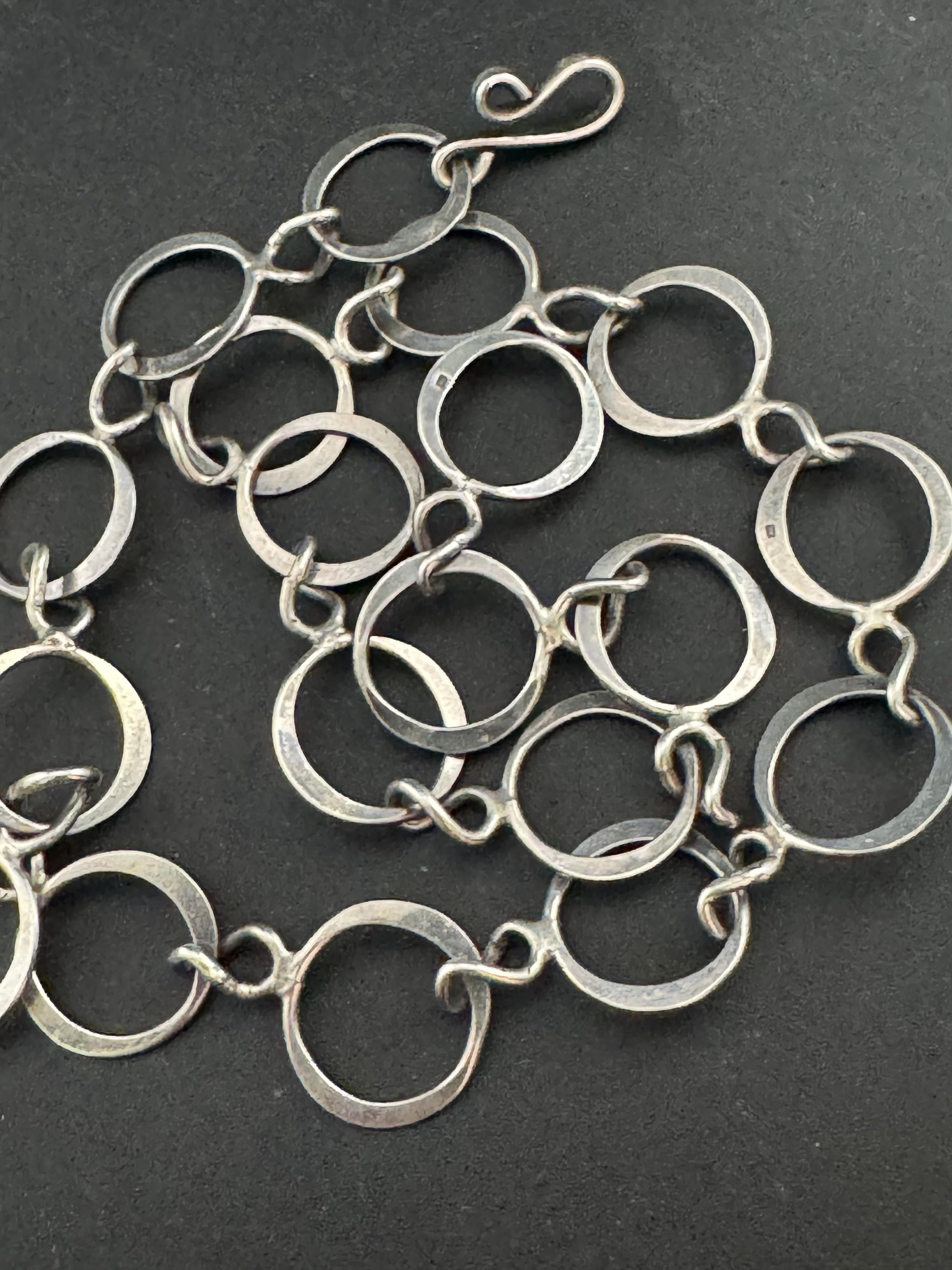 Vintage London 1976 R&LR 925 Sterling silver hoop ring 42cm chain necklace 18.1 grams