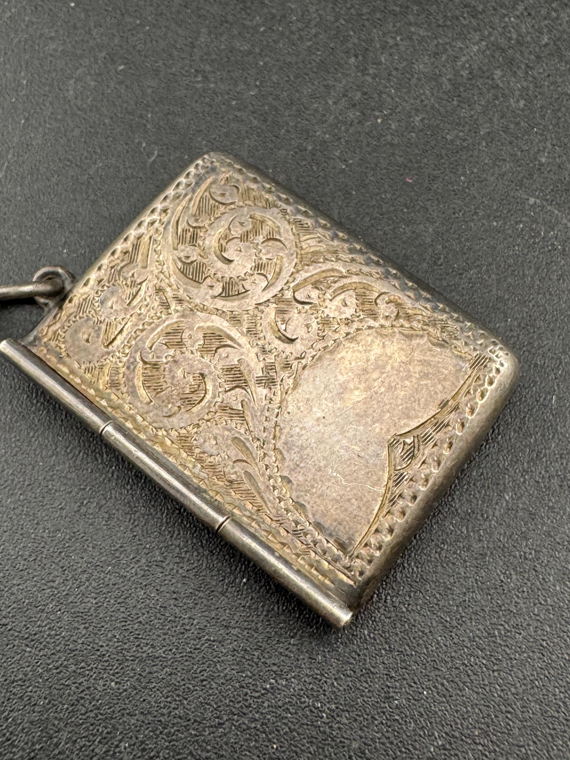 Antique stamped STERLING Silver Engraved Envelope Stamp Holder Charm Pendant 3.5cm 4.7 grams