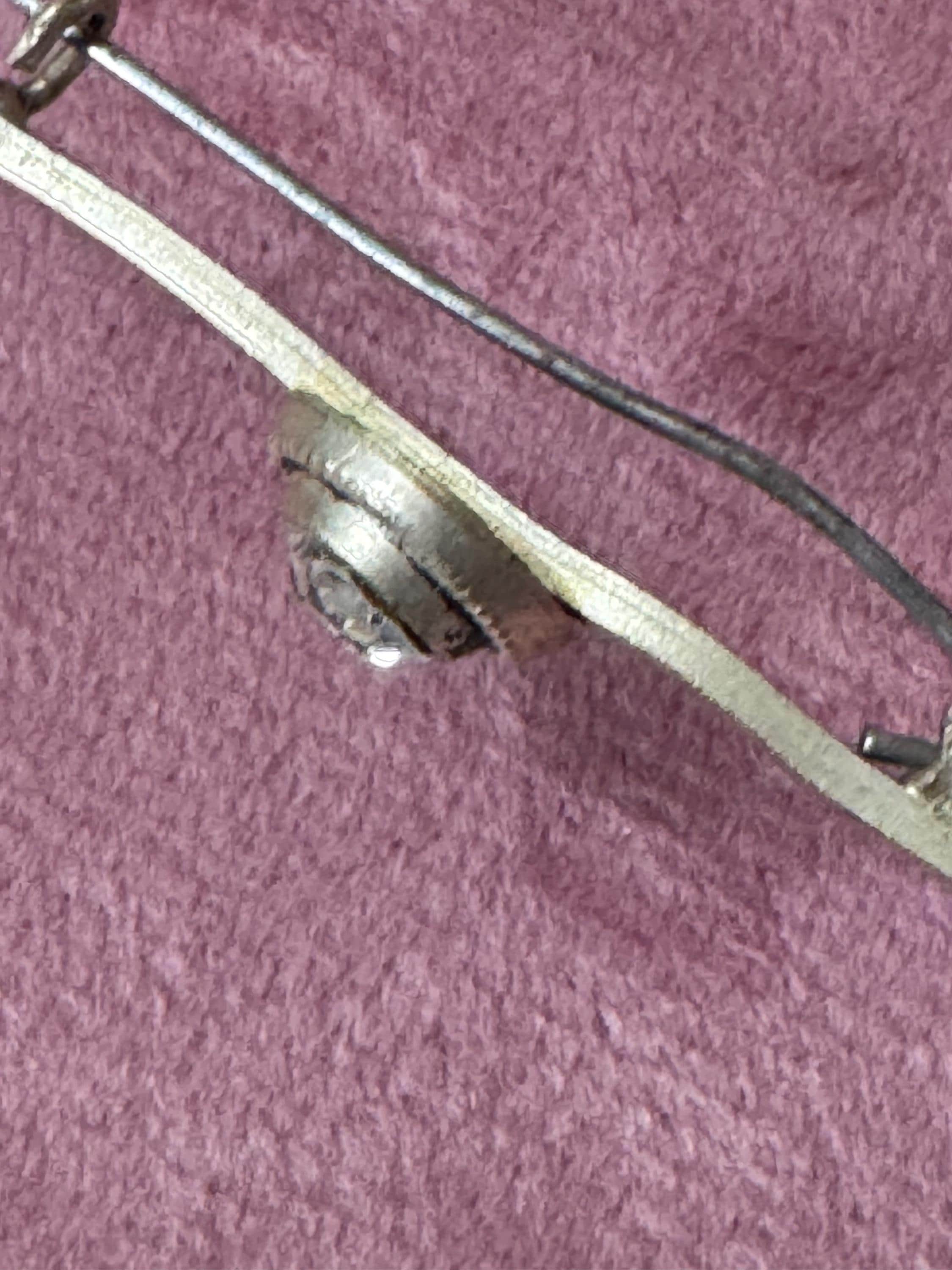 Vintage Silver tone clear dainty rhinestone Bar Brooch 7cm