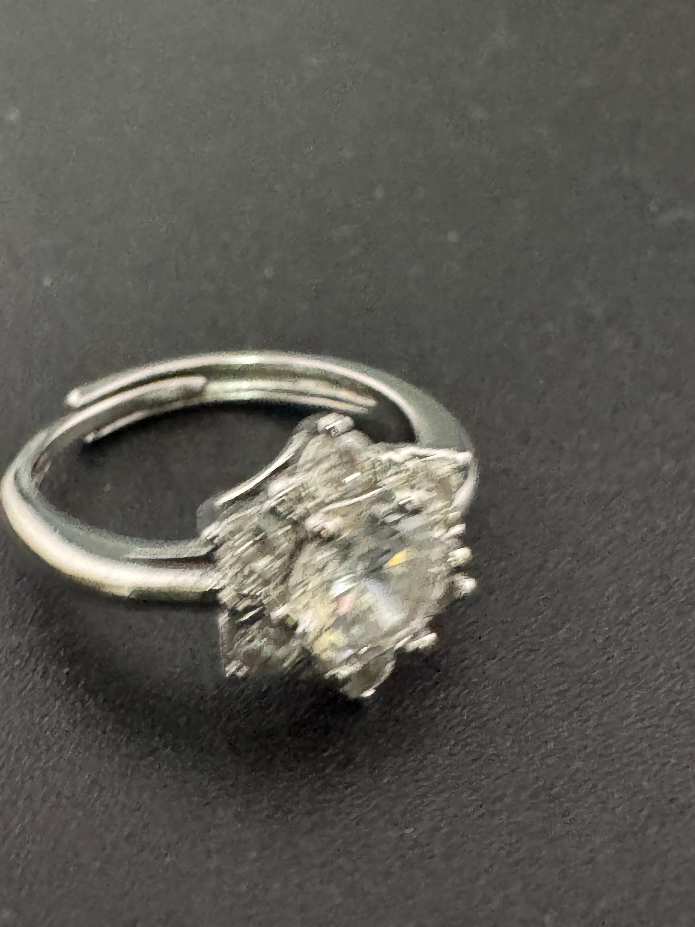 Adjustable Sterling Silver Gemstone Ring - Size L M N