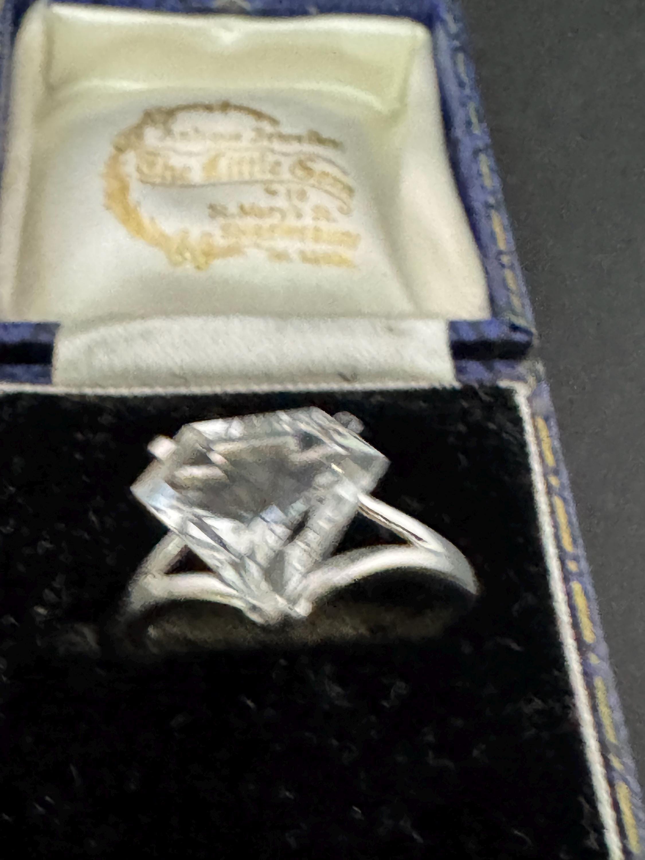 Size M 925 clear gemstone dress ring, sterling silver