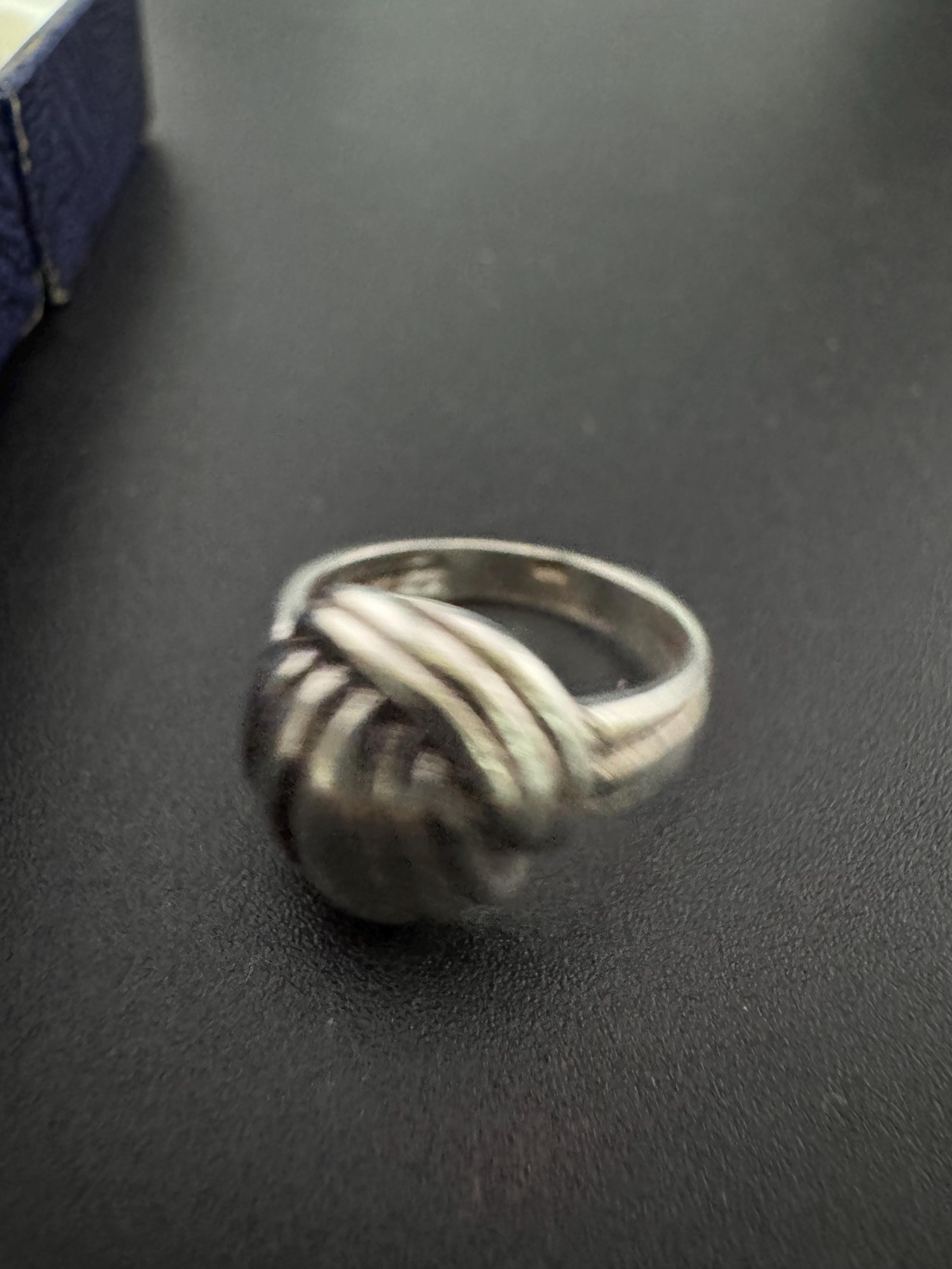 SIZE K 925 modernist knot woven ring, sterling silver