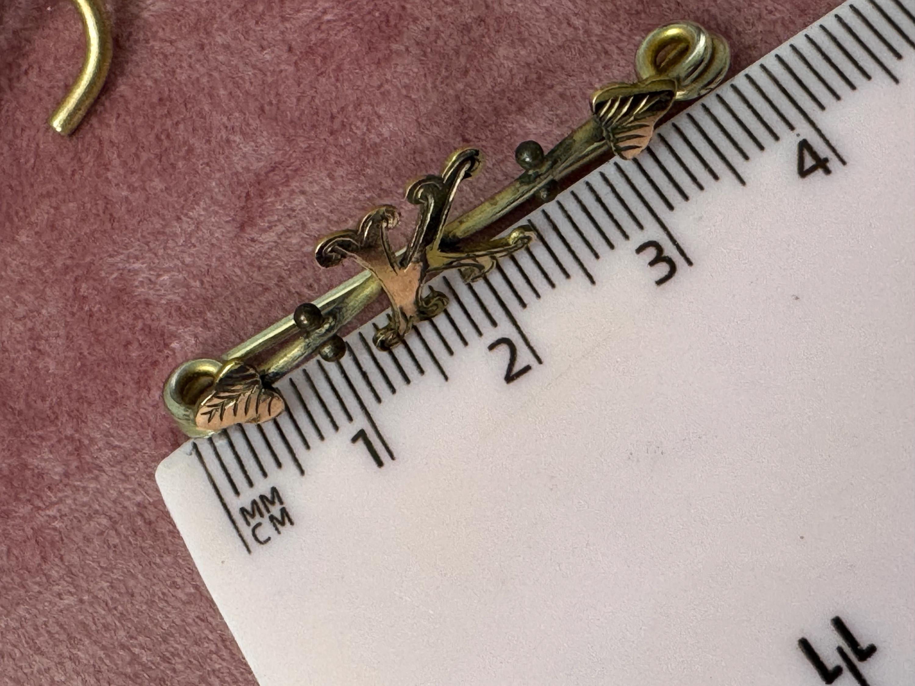 Antique gold pinchbeck Victorian monogram K brooch 1900s