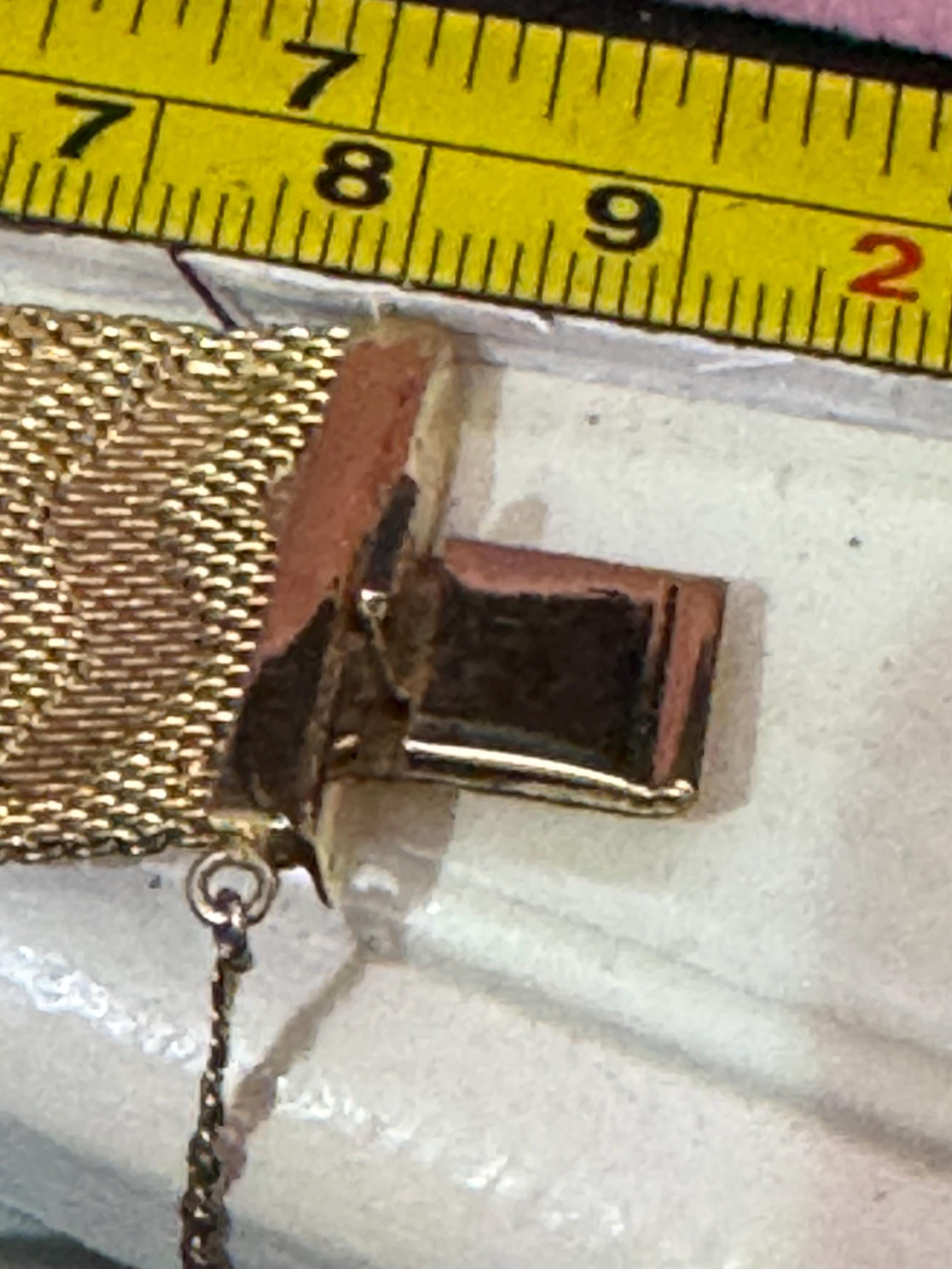 wide mesh flat link bracelet, Vintage gold tone 24mm