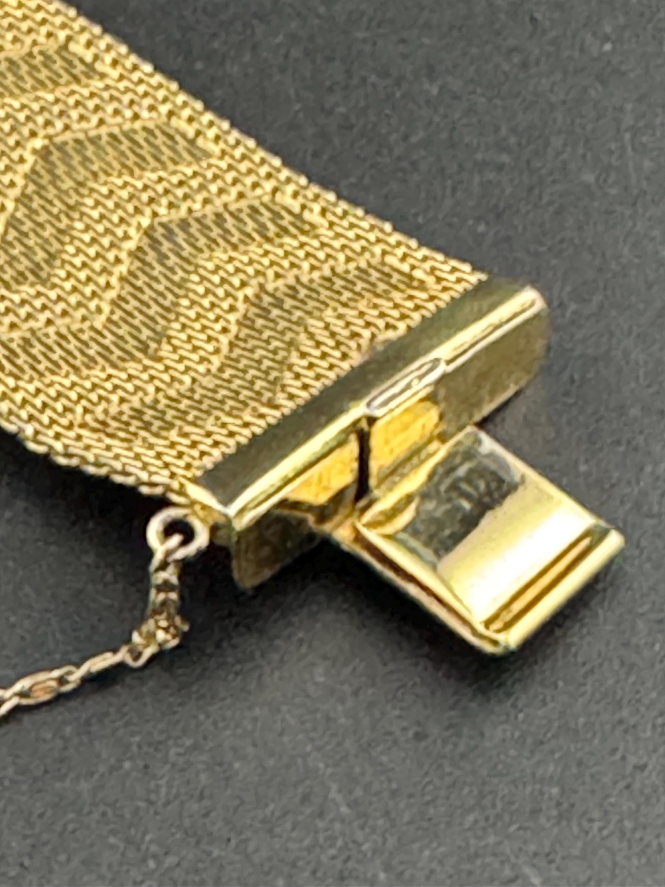 wide mesh flat link bracelet, Vintage gold tone 24mm