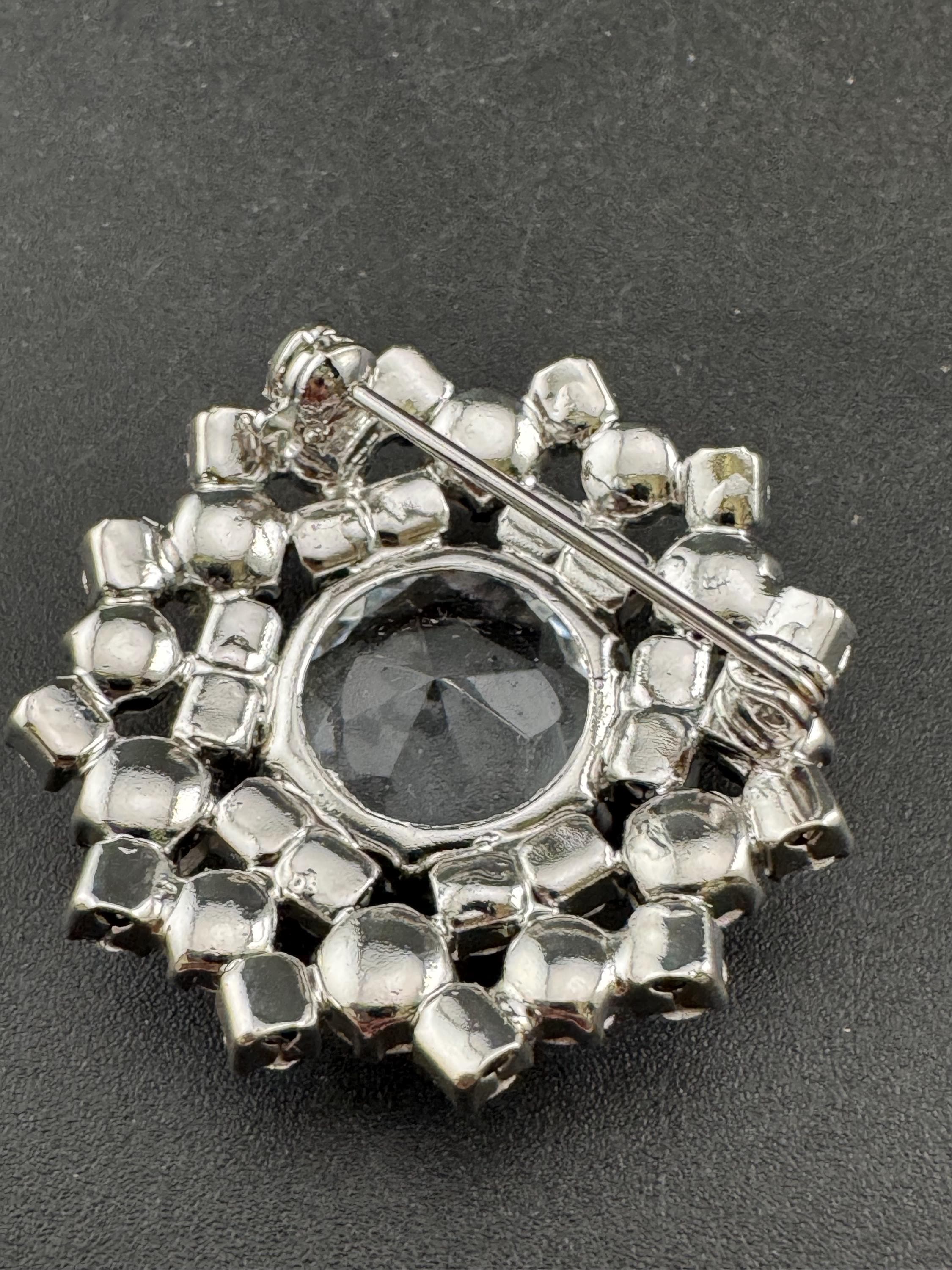 Vintage Swarovski Crystal Brooch: 1980s Silver Diamanté