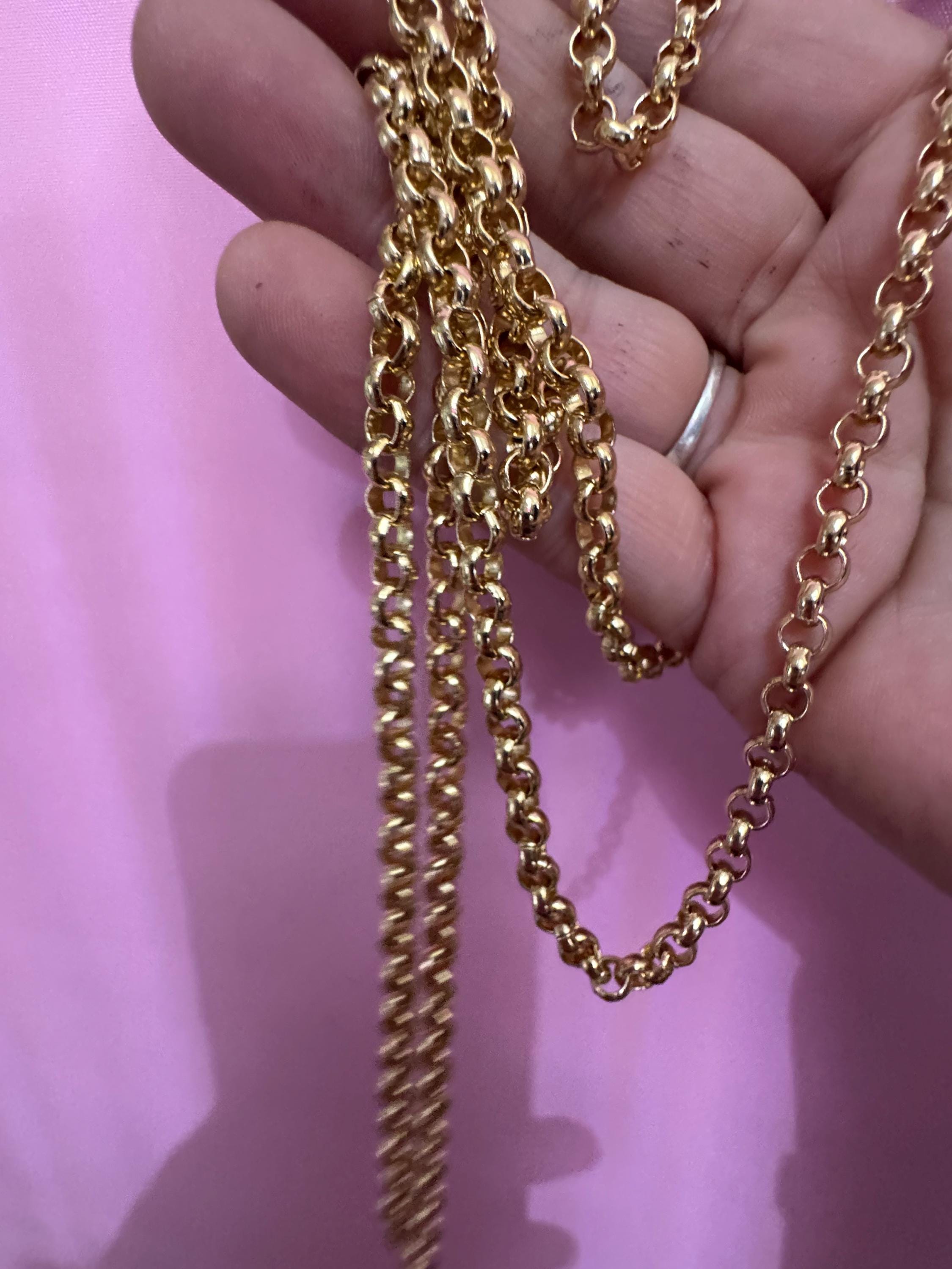 Vintage 80s Gold Plated Belcher Chain Necklace: 120cm Long