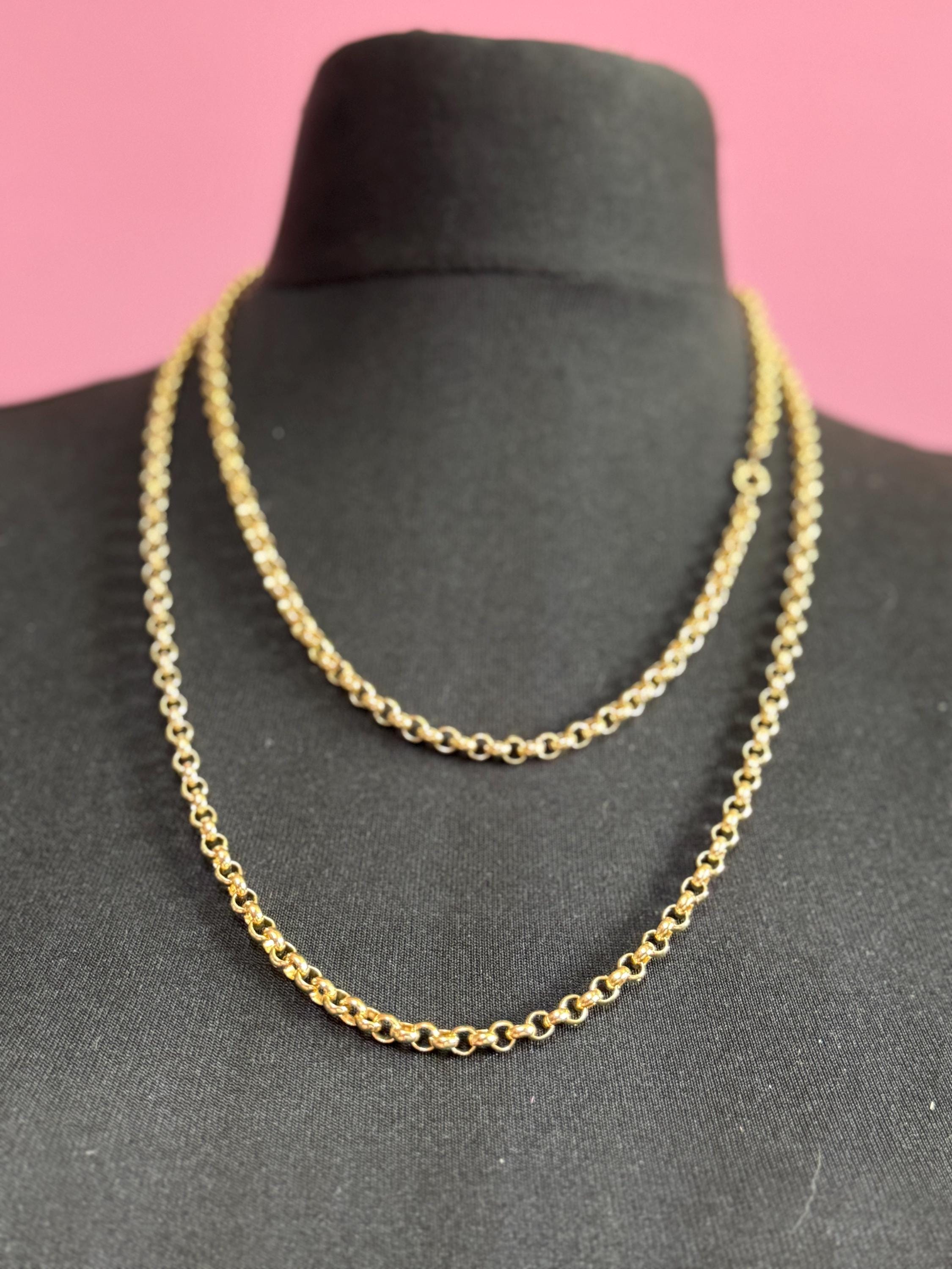 Vintage 80s Gold Plated Belcher Chain Necklace: 120cm Long