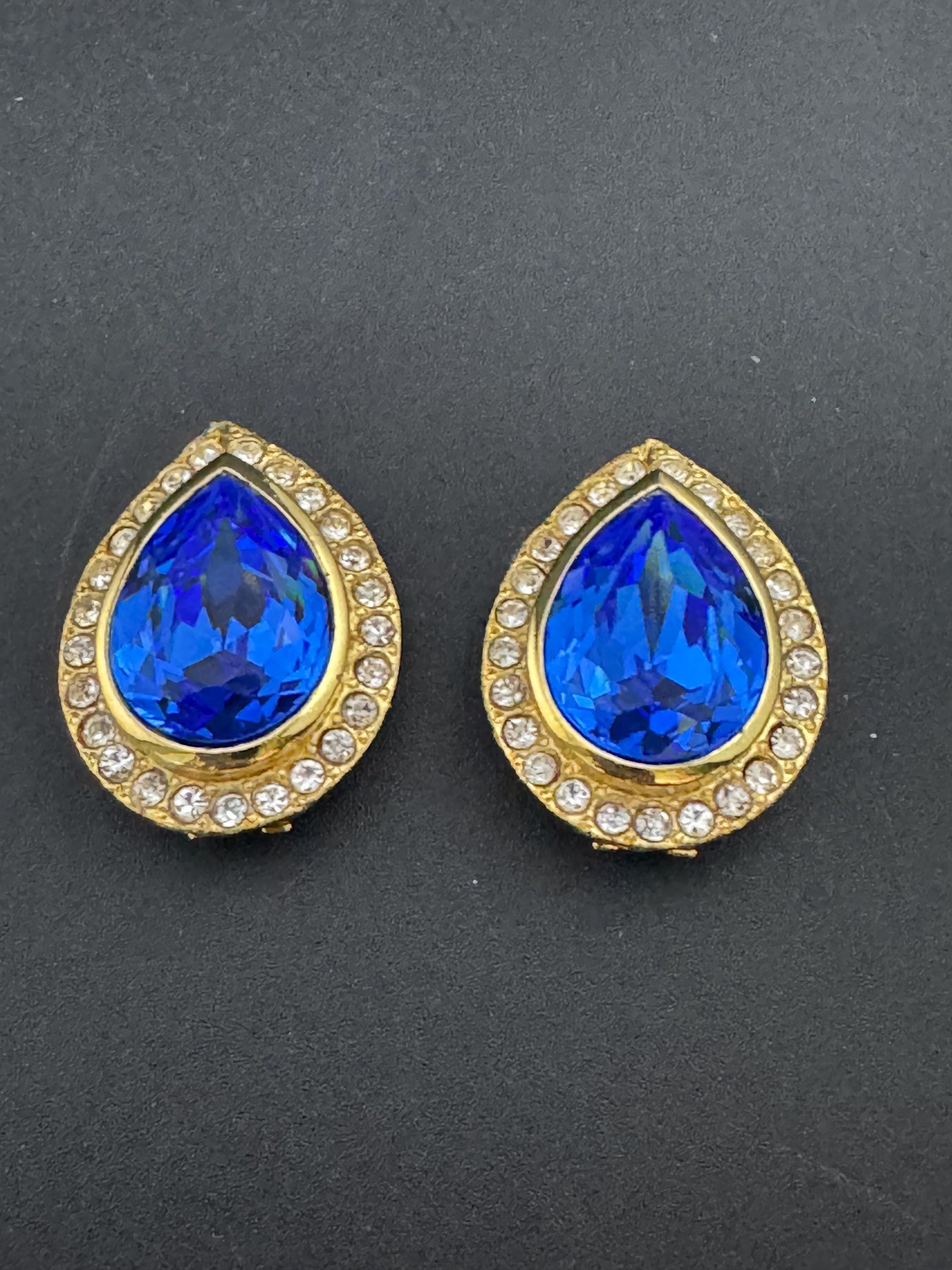 Vintage Art Deco Swarovski Crystal Shoe Clips: Sapphire Bluette Pair