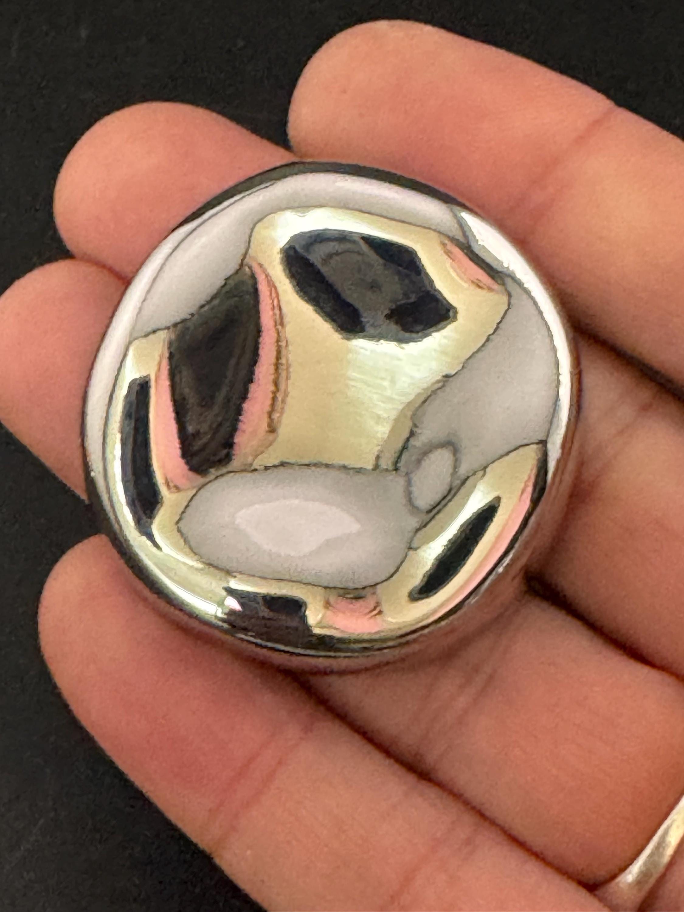 XL Silver Coat Button: 42mm Metal Shank, one piece