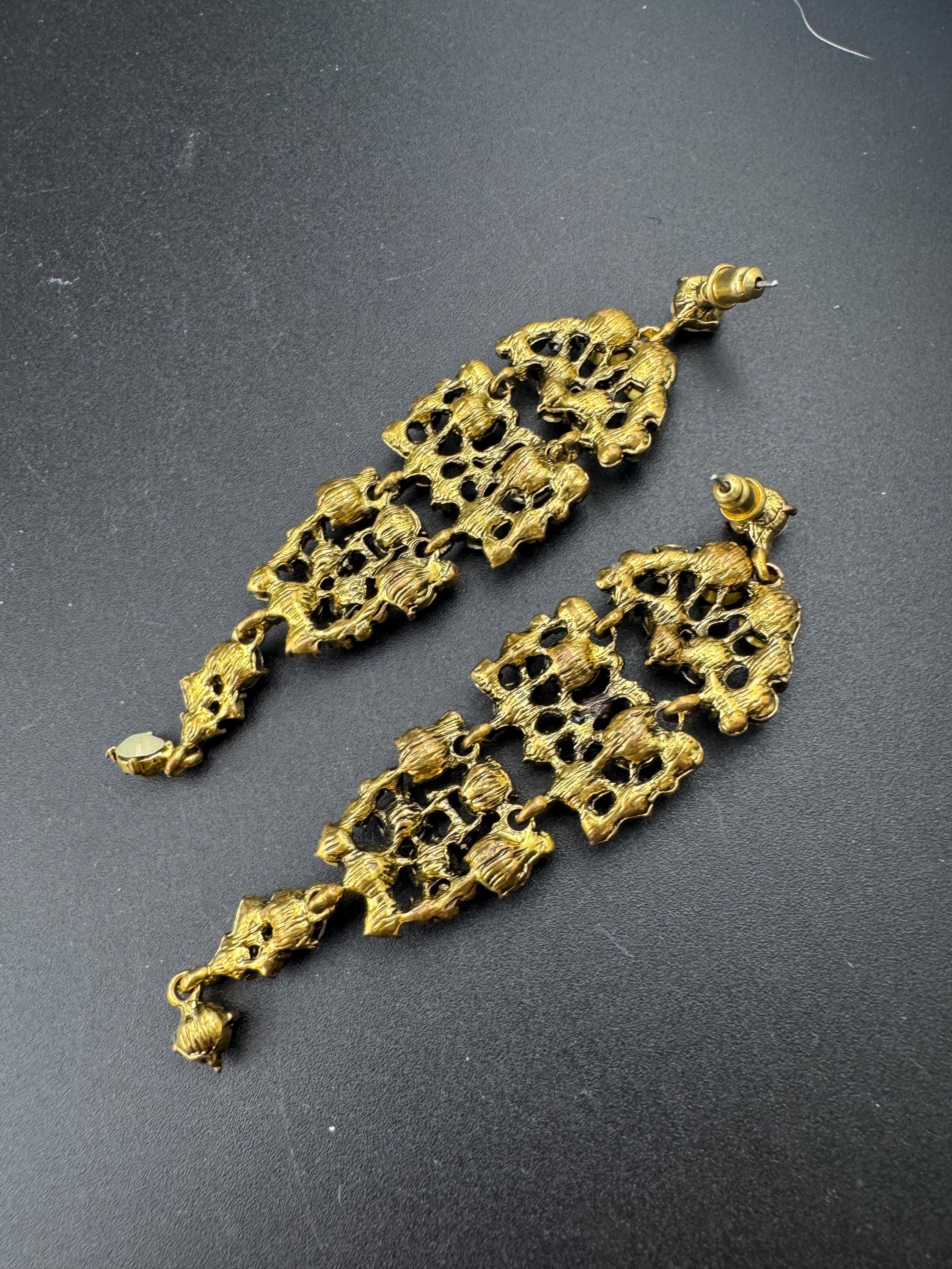 Oversized Diamanté Chandelier Earrings: Retro Y2K Drop