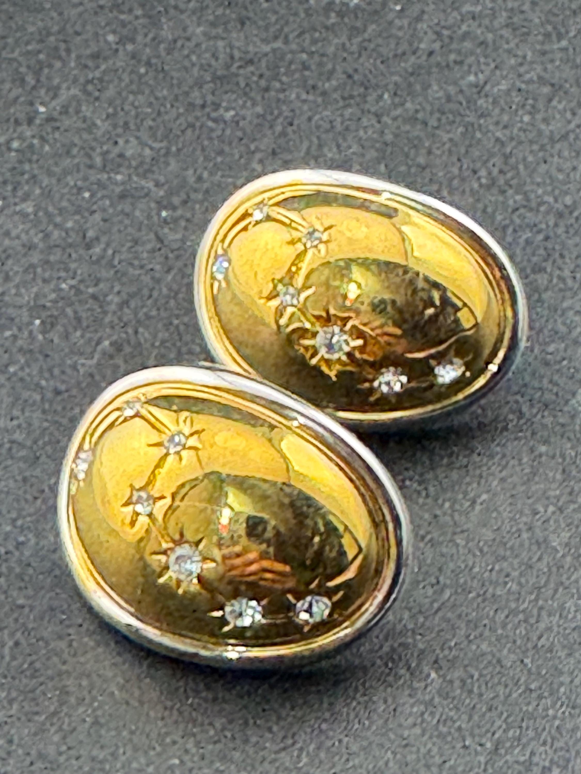 Retro high end gold and silver tone & clear diamanté domed constellation stars stud earrings for pierced ears