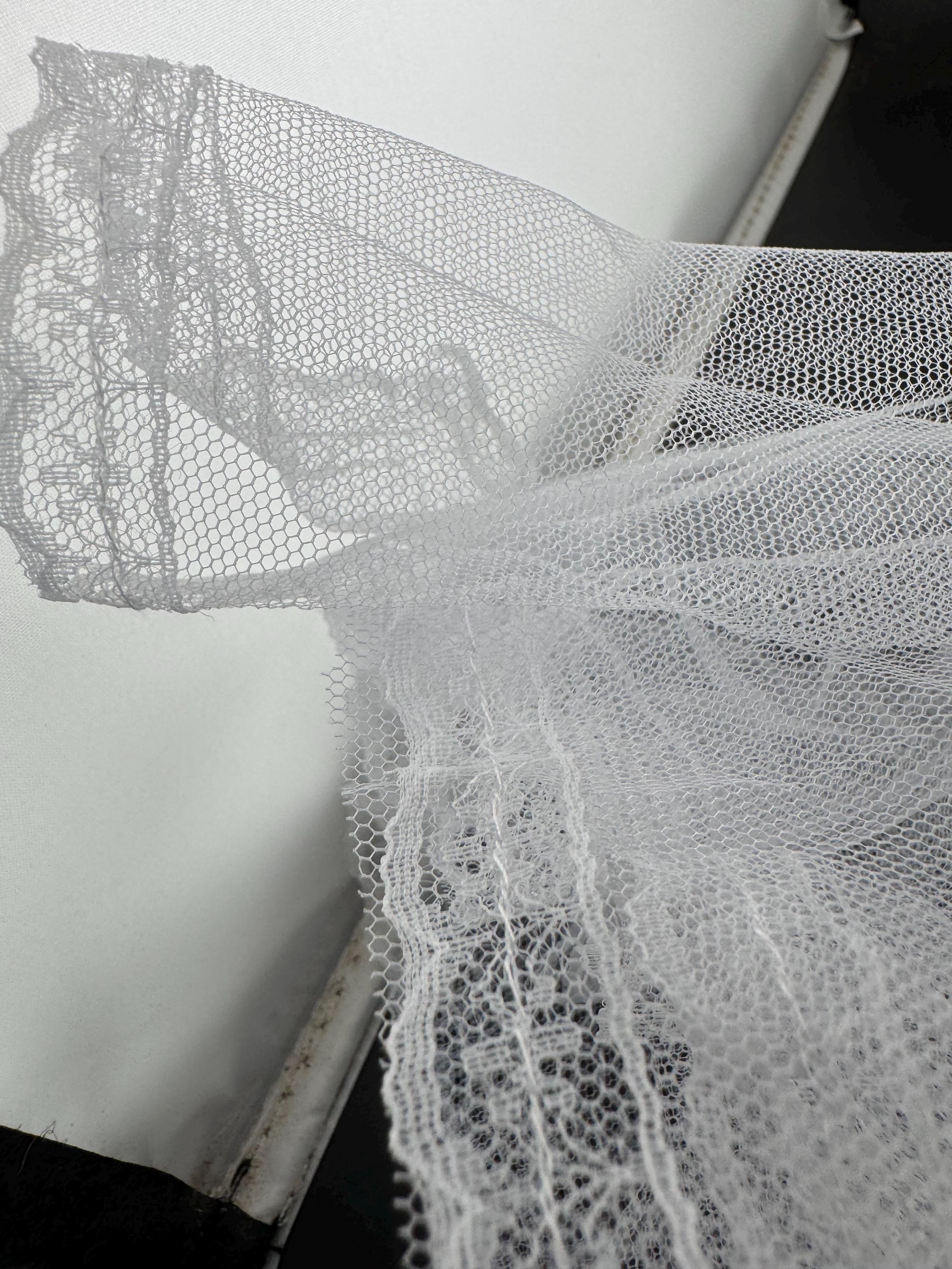 Dolls white lace wedding veil: sugar craft Wedding cake topper