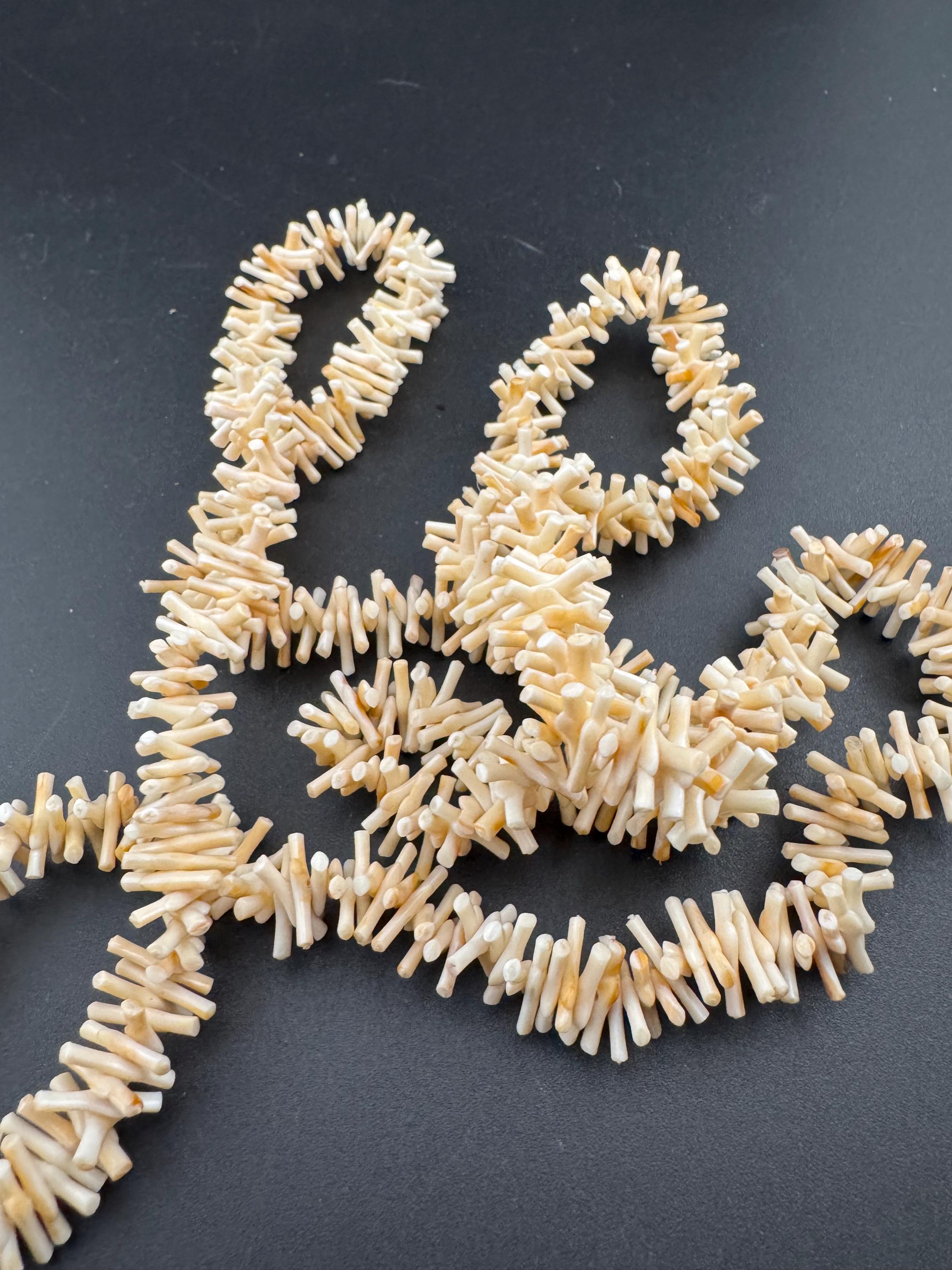 Retro Stick Branch pale pink cream FAUX Coral plastic Beaded long layering necklace