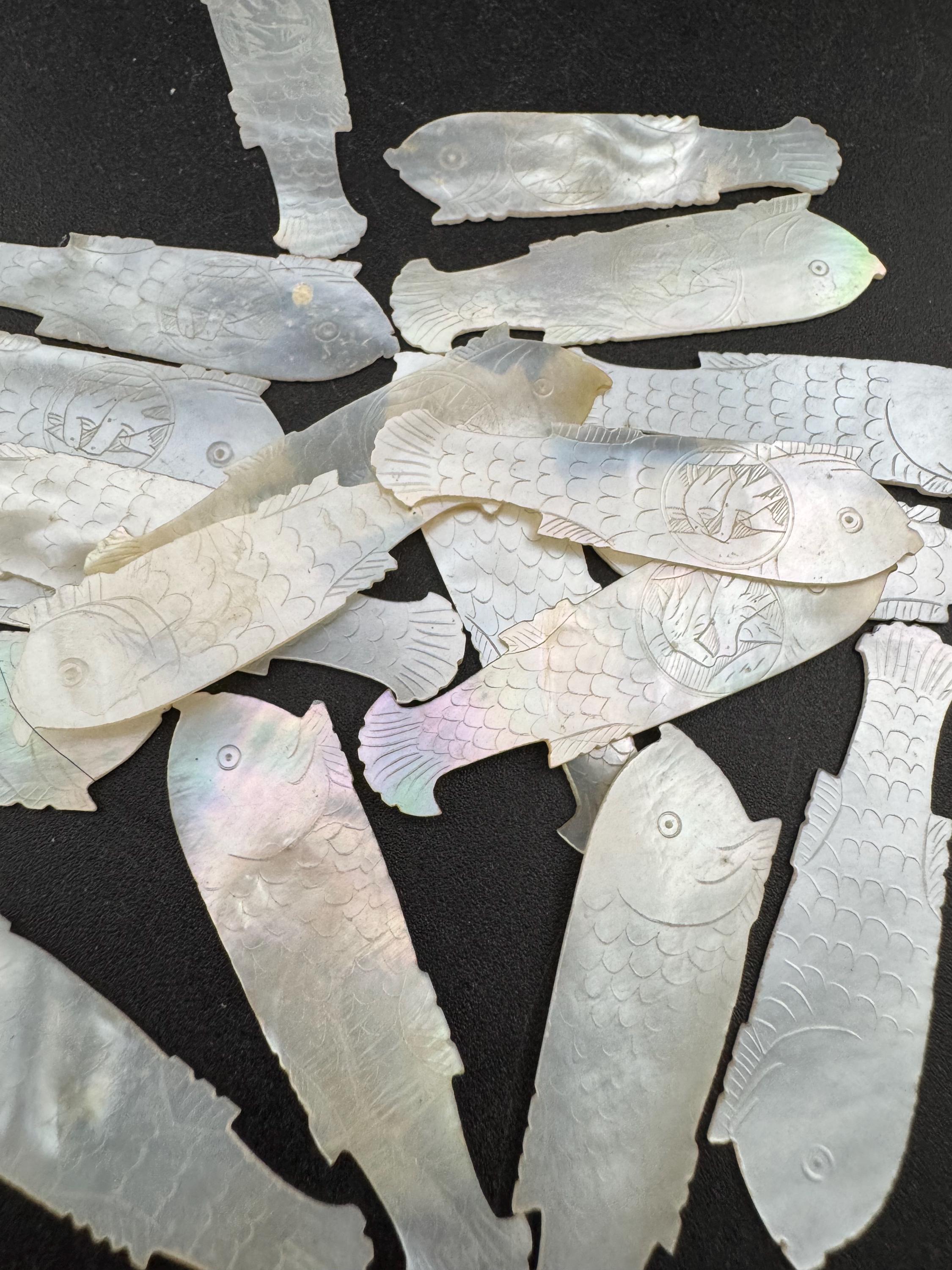 price per piece antique mother of pearl Chinese fish gaming counters circa 17-1800s ideal for jewellery upcycle project Quing dynasty