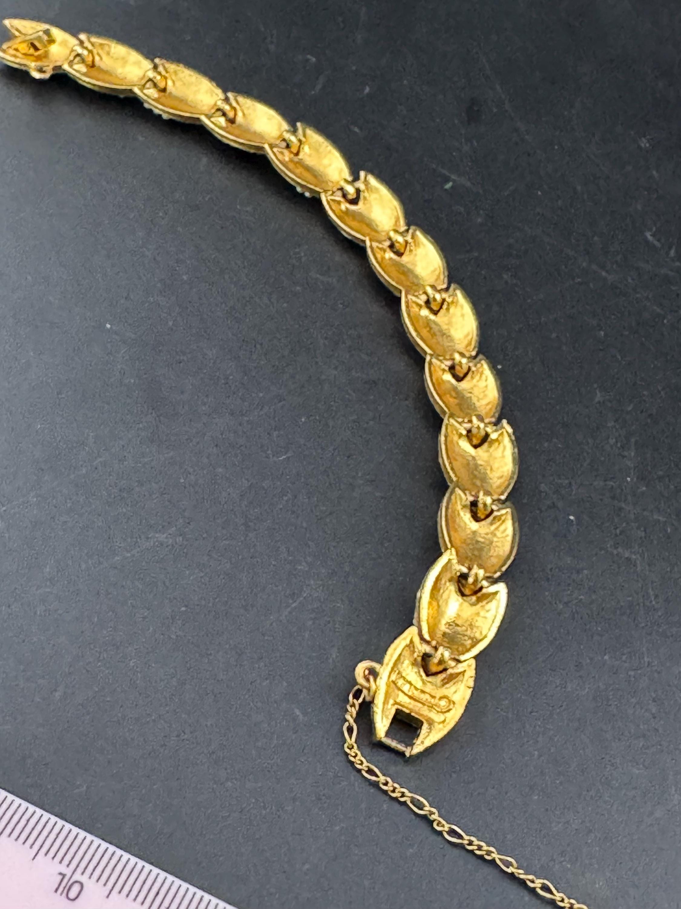Vintage D’orlan Susan Caplan 22ct triple gold plated rainbow Swarovski crystal bracelet, signed