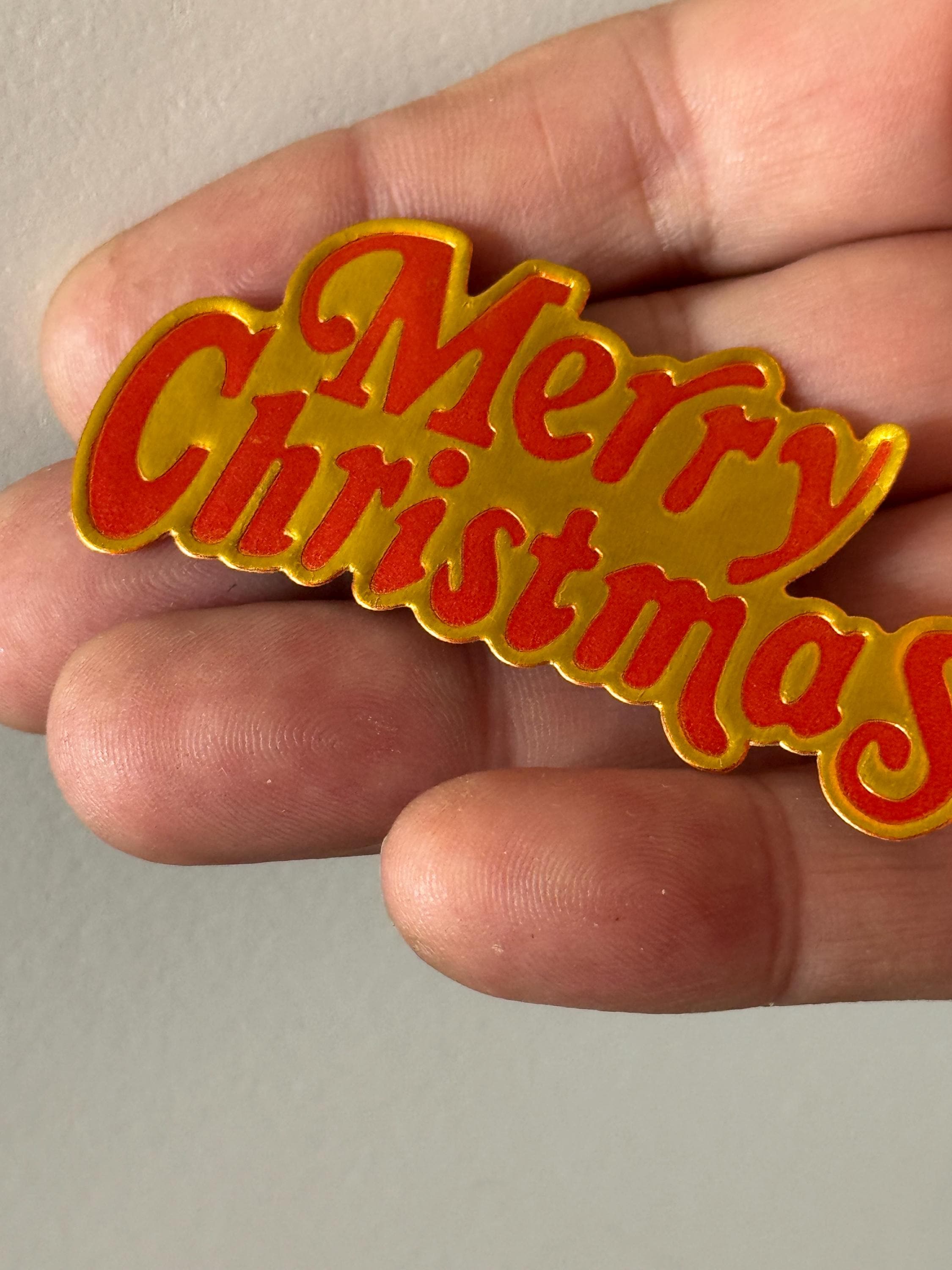 Vintage Merry Christmas Cake Topper: 1960s Cardboard Decoration