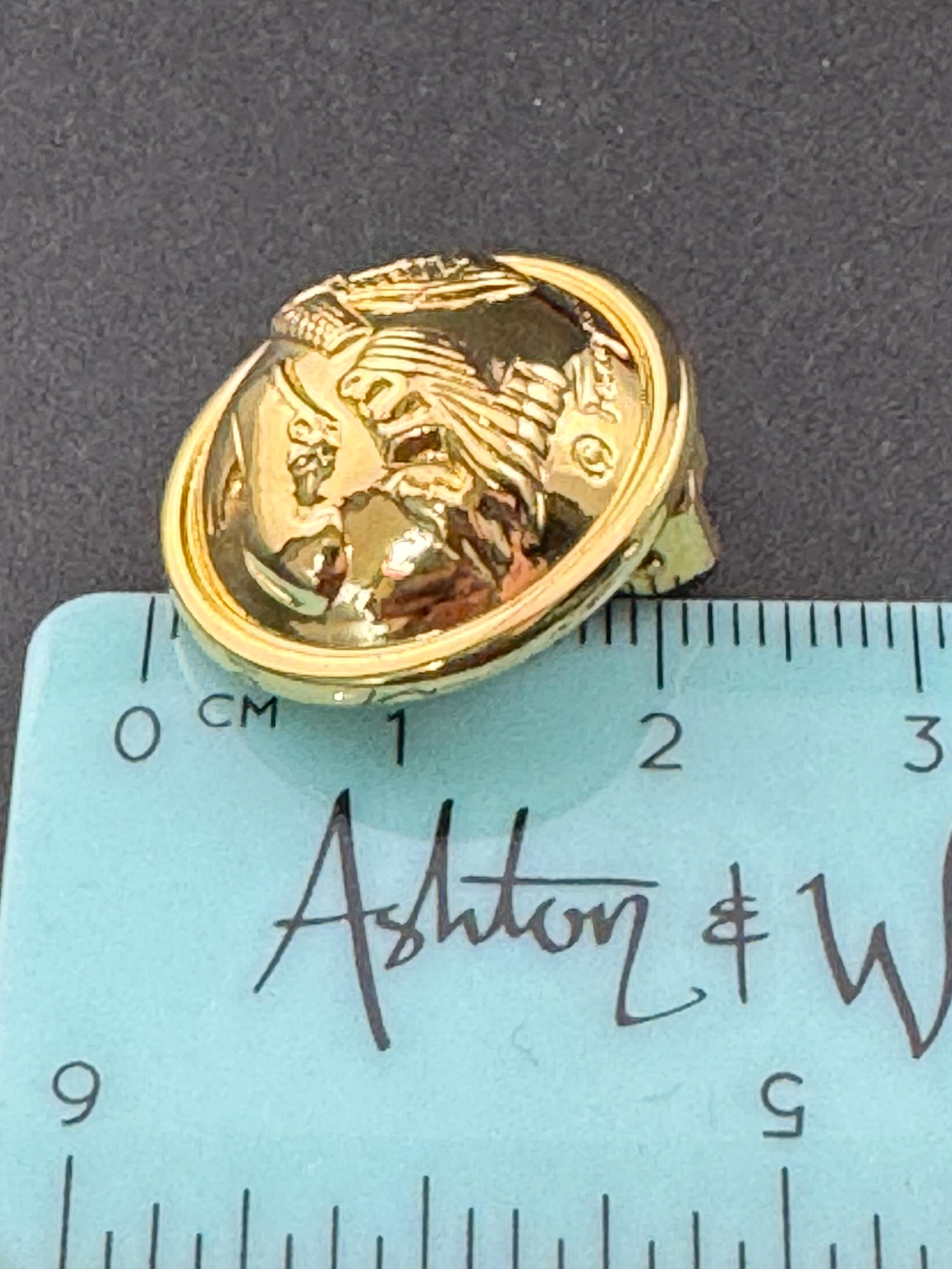 Signed salvatore ferragamo vintage Italian gold plated domed stud clip on earrings 2cm