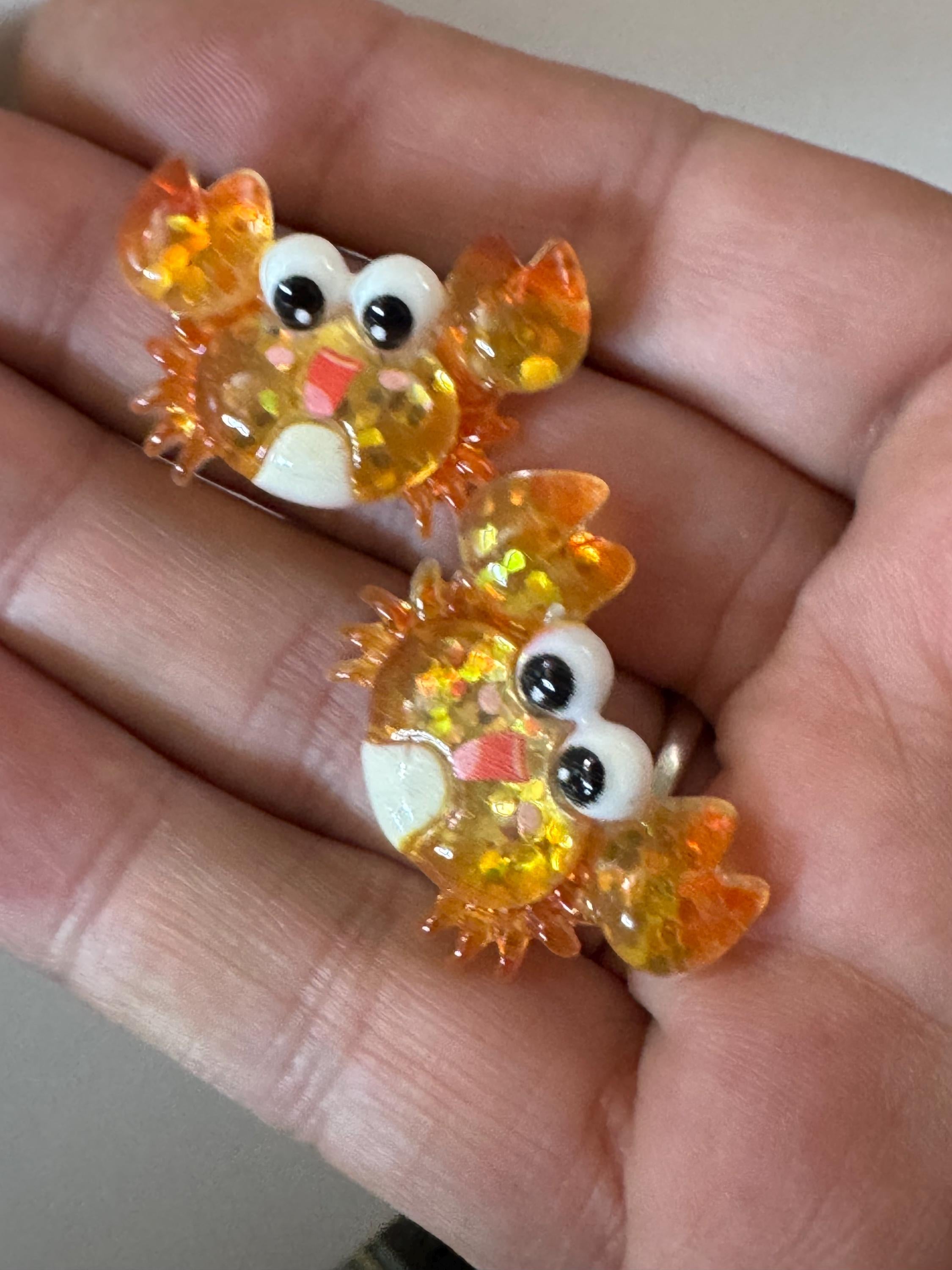 Glitter Resin Dolphin, Crab, or Jellyfish Cake Toppers - 2pc Set