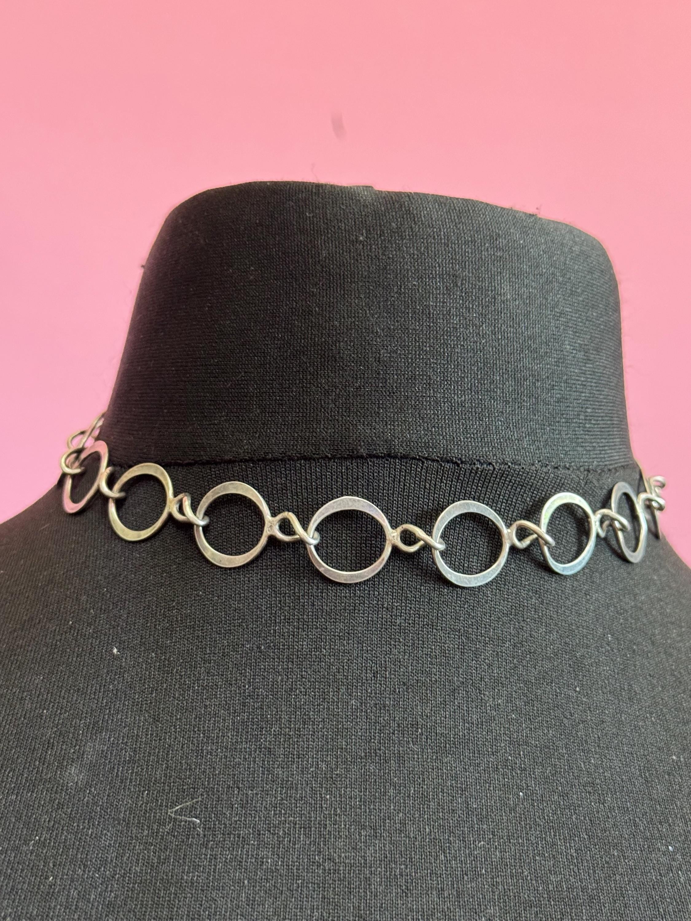 Vintage London 1976 R&LR 925 Sterling silver hoop ring 42cm chain necklace 18.1 grams