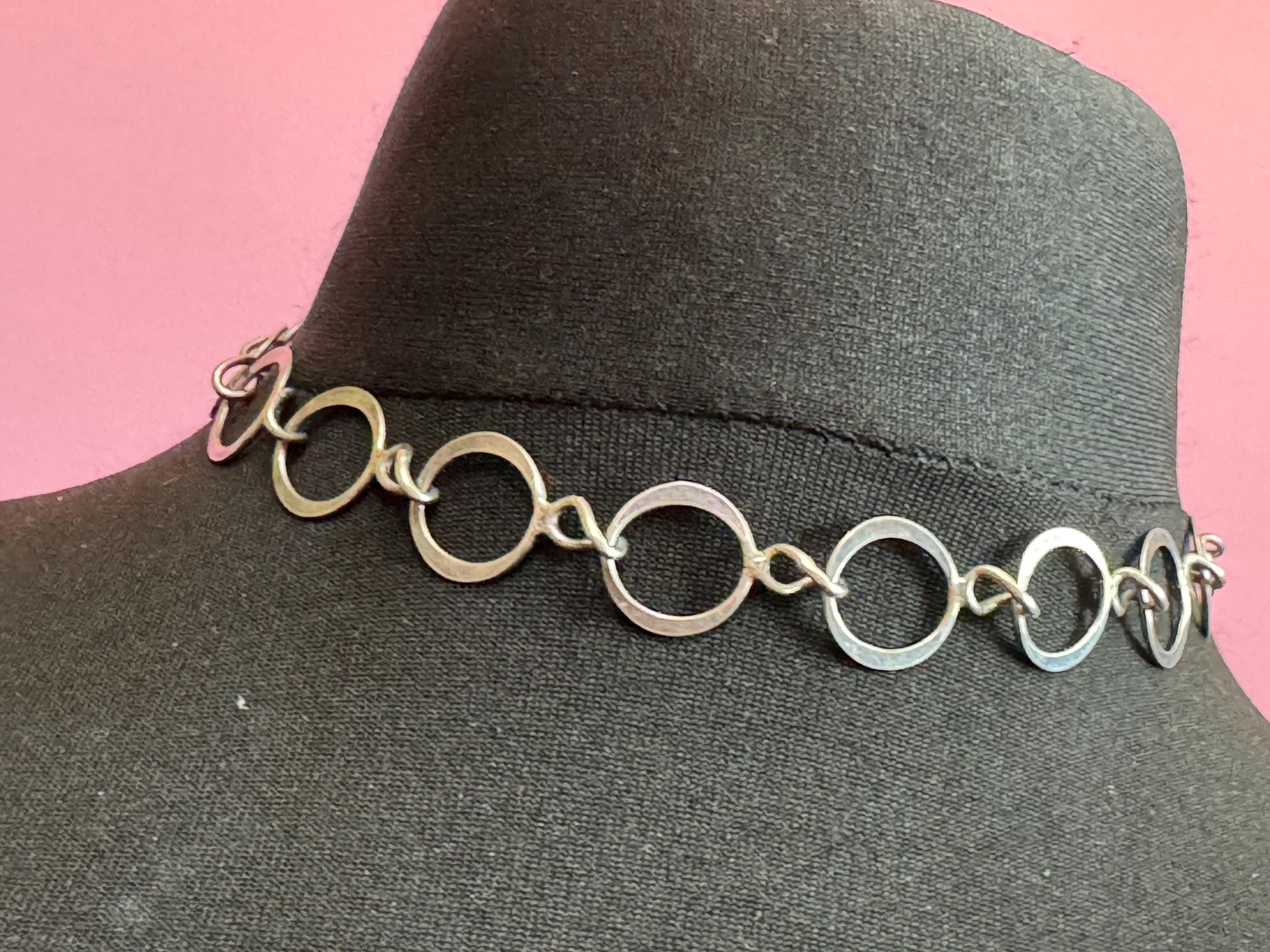 Vintage London 1976 R&LR 925 Sterling silver hoop ring 42cm chain necklace 18.1 grams