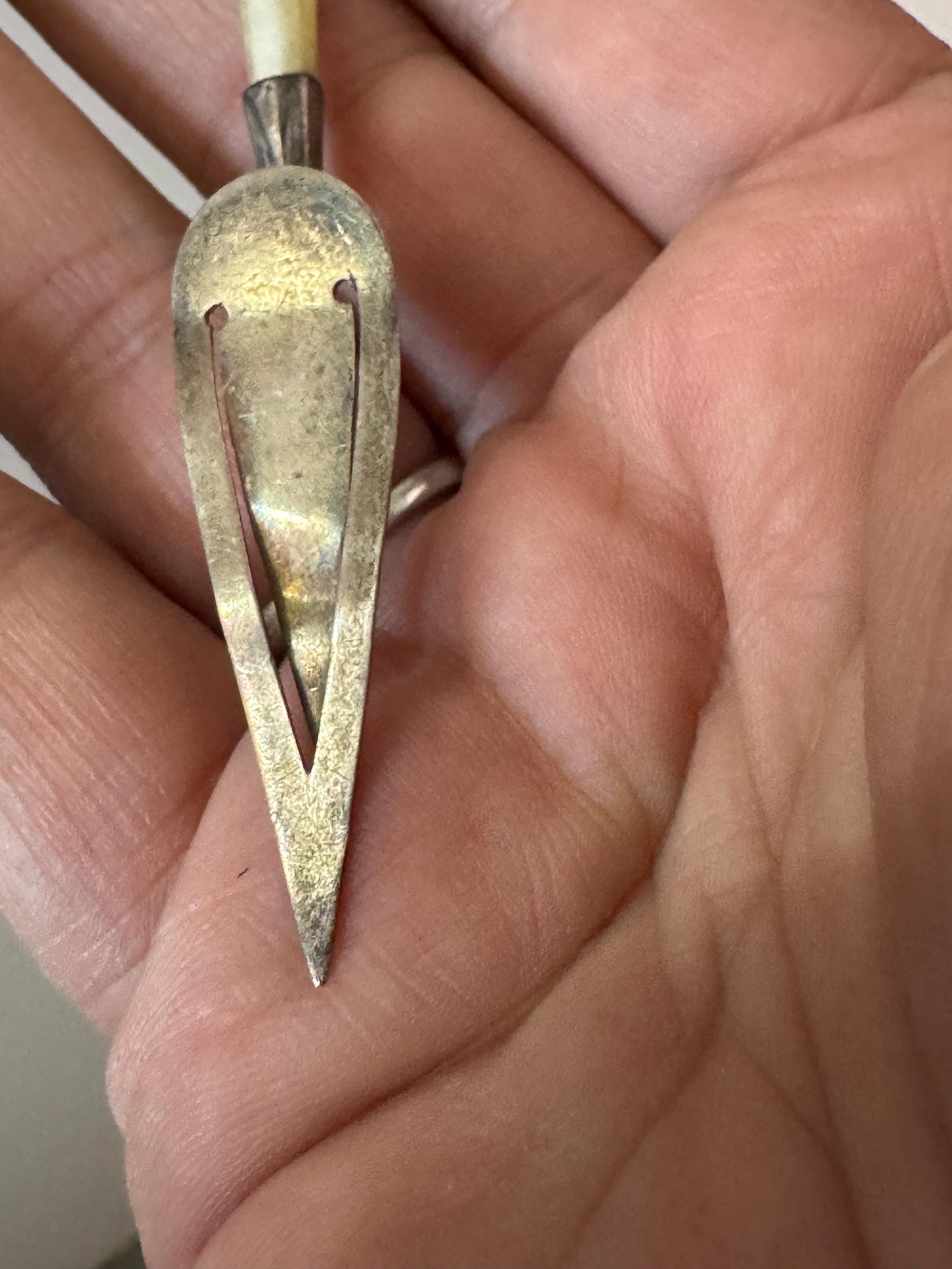 Vintage 925 sterling silver antique novelty mother of pearl trowel book mark page marker full hallmarks