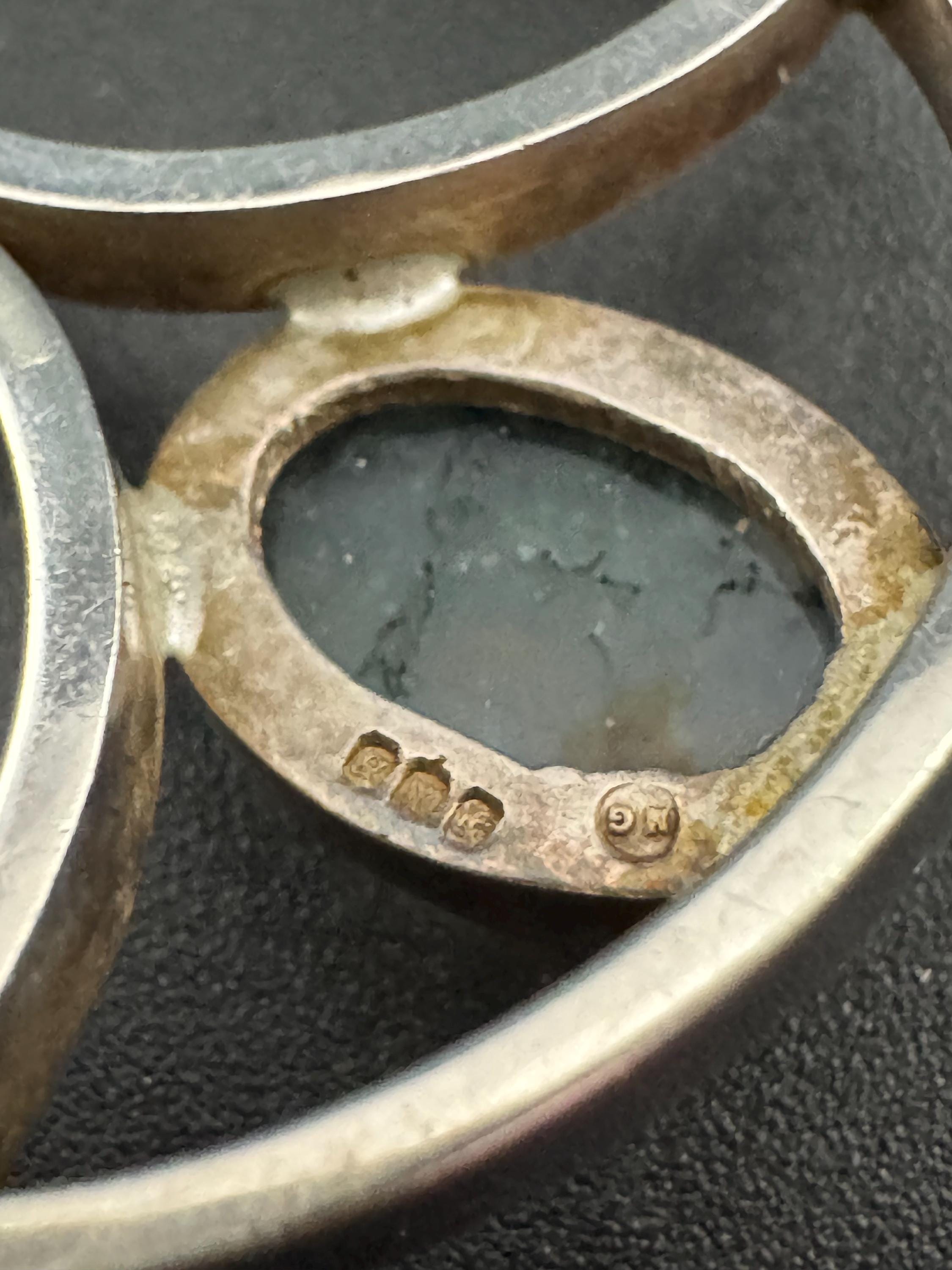 Vintage Moss Agate Sterling Silver Pendant: Malcolm Gray Edinburgh 1976