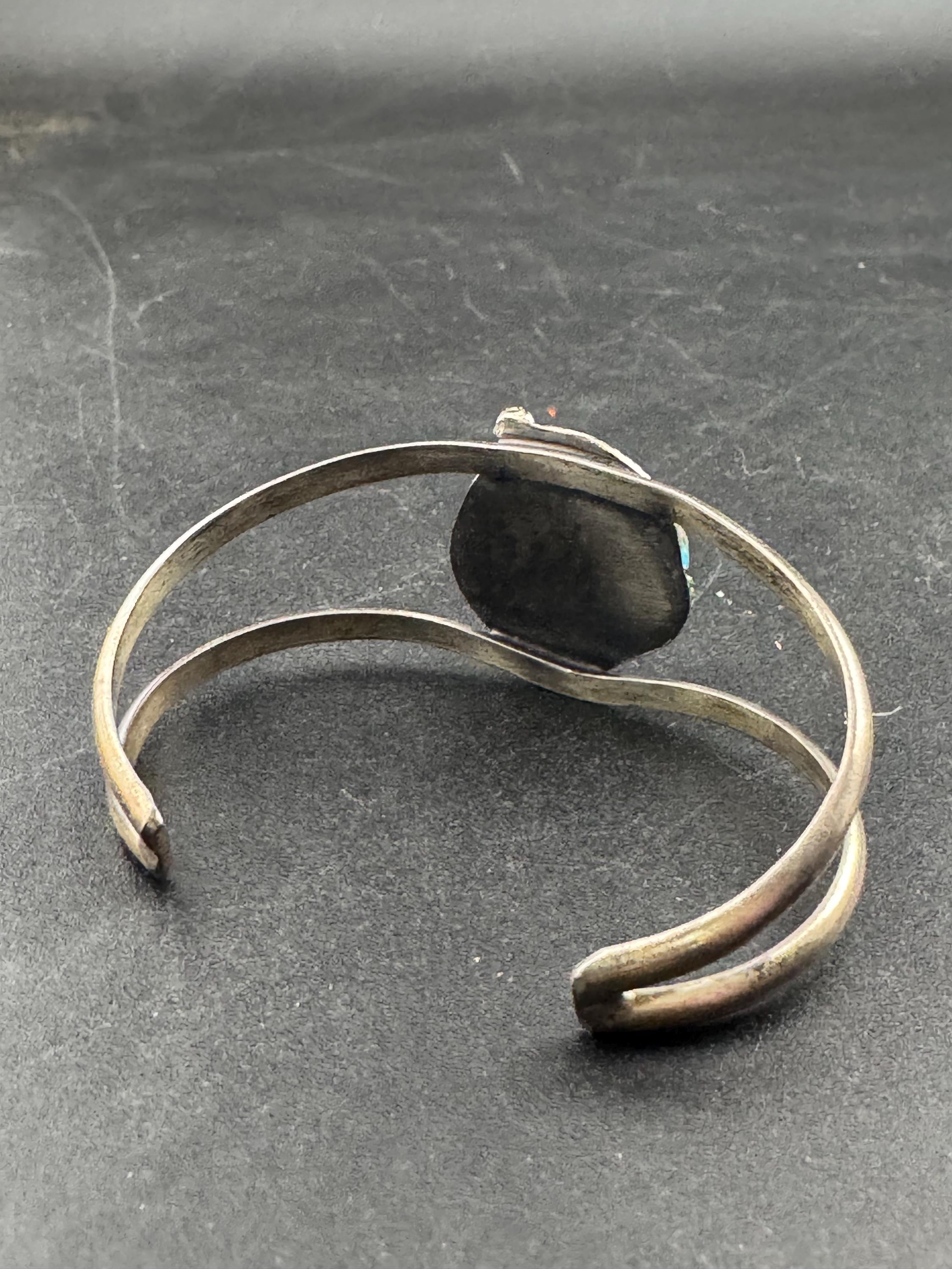 Antique Turquoise Sterling Silver Cuff Bracelet: Southwestern Bangle