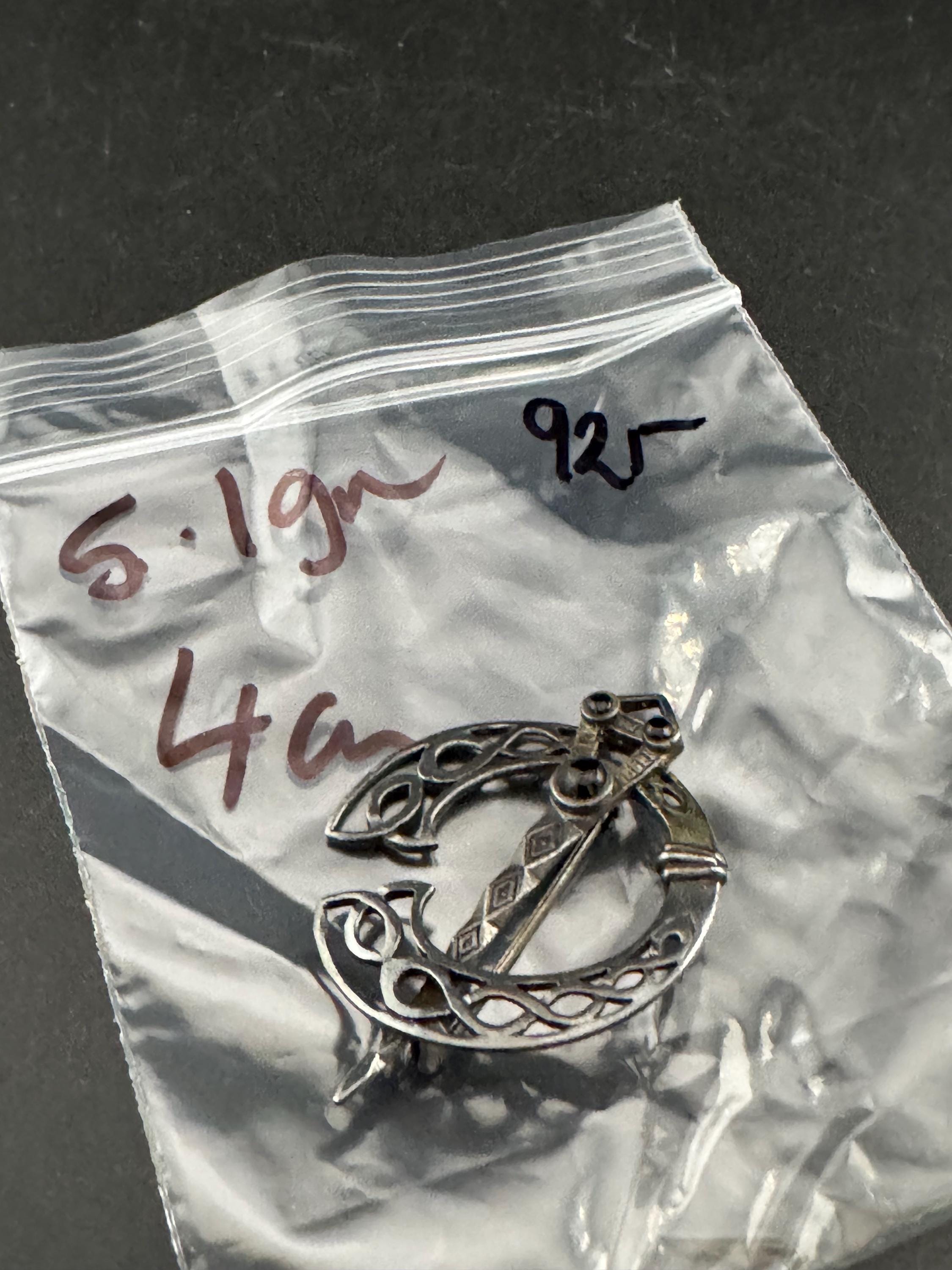 Sterling Silver Celtic Brooch: Art Nouveau Sword with Onyx