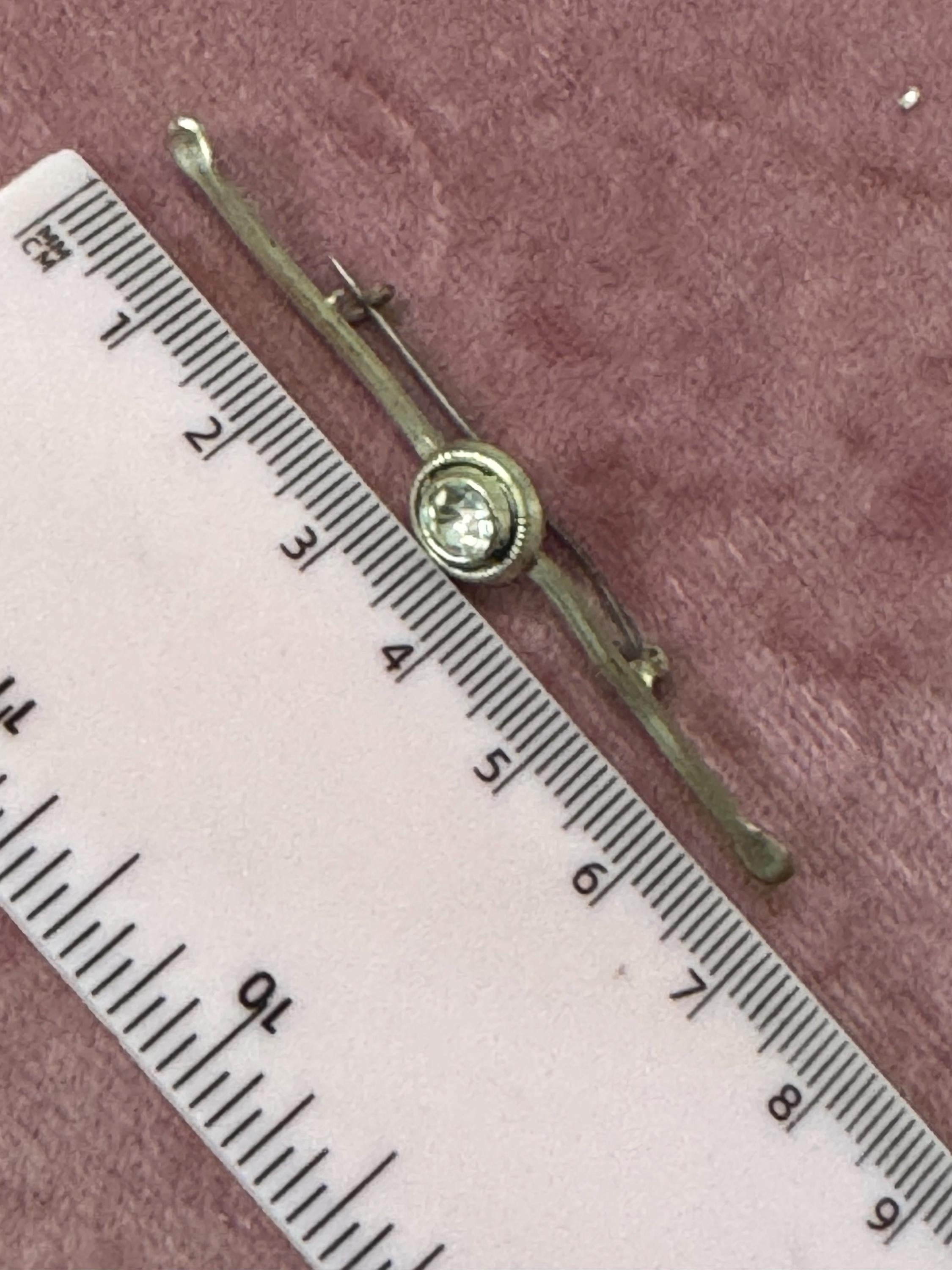Vintage Silver tone clear dainty rhinestone Bar Brooch 7cm