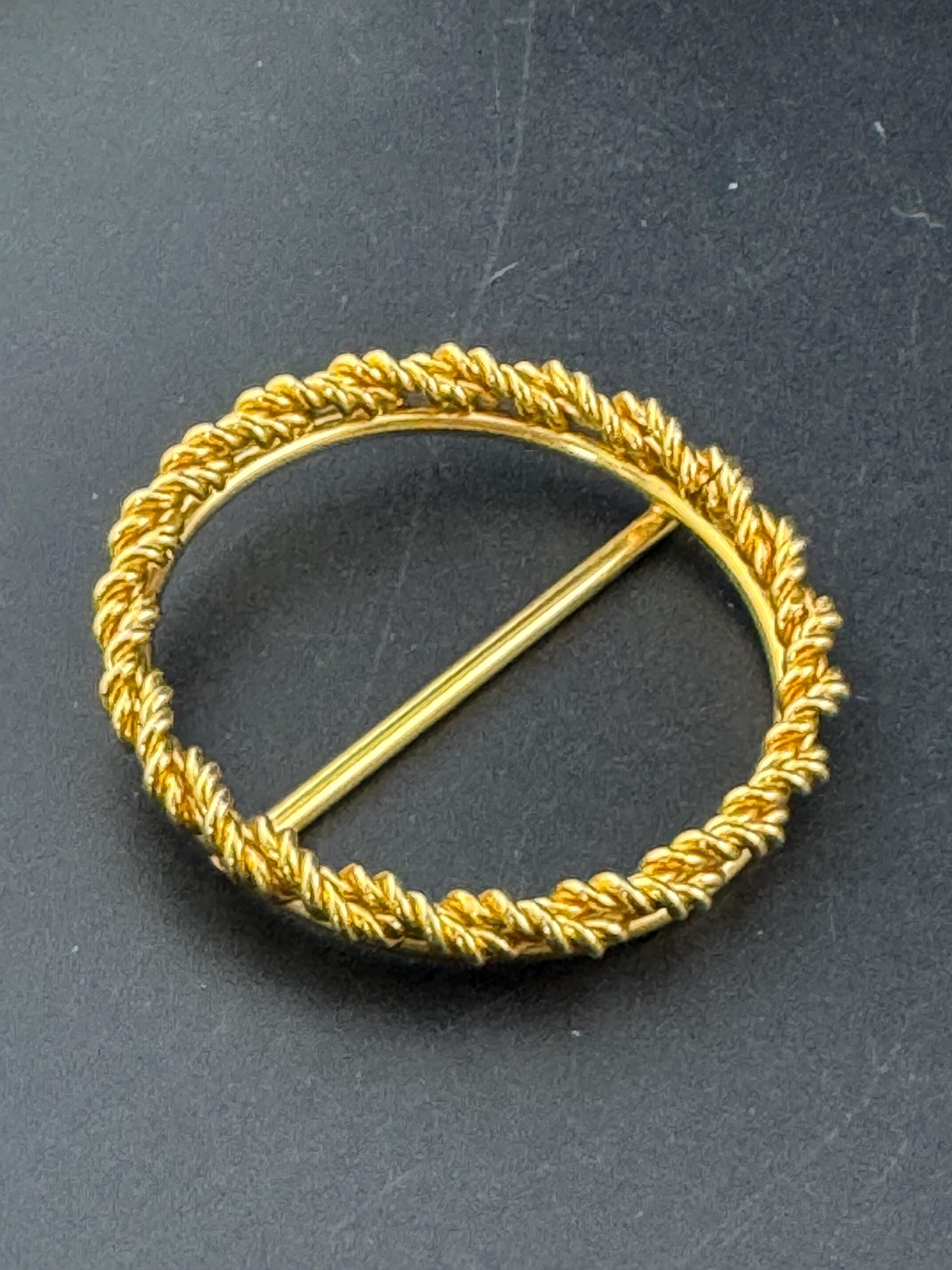 vintage gold tone nautical rope twist 6cm round ladies belt buckle, dressmaking sewing haberdashery