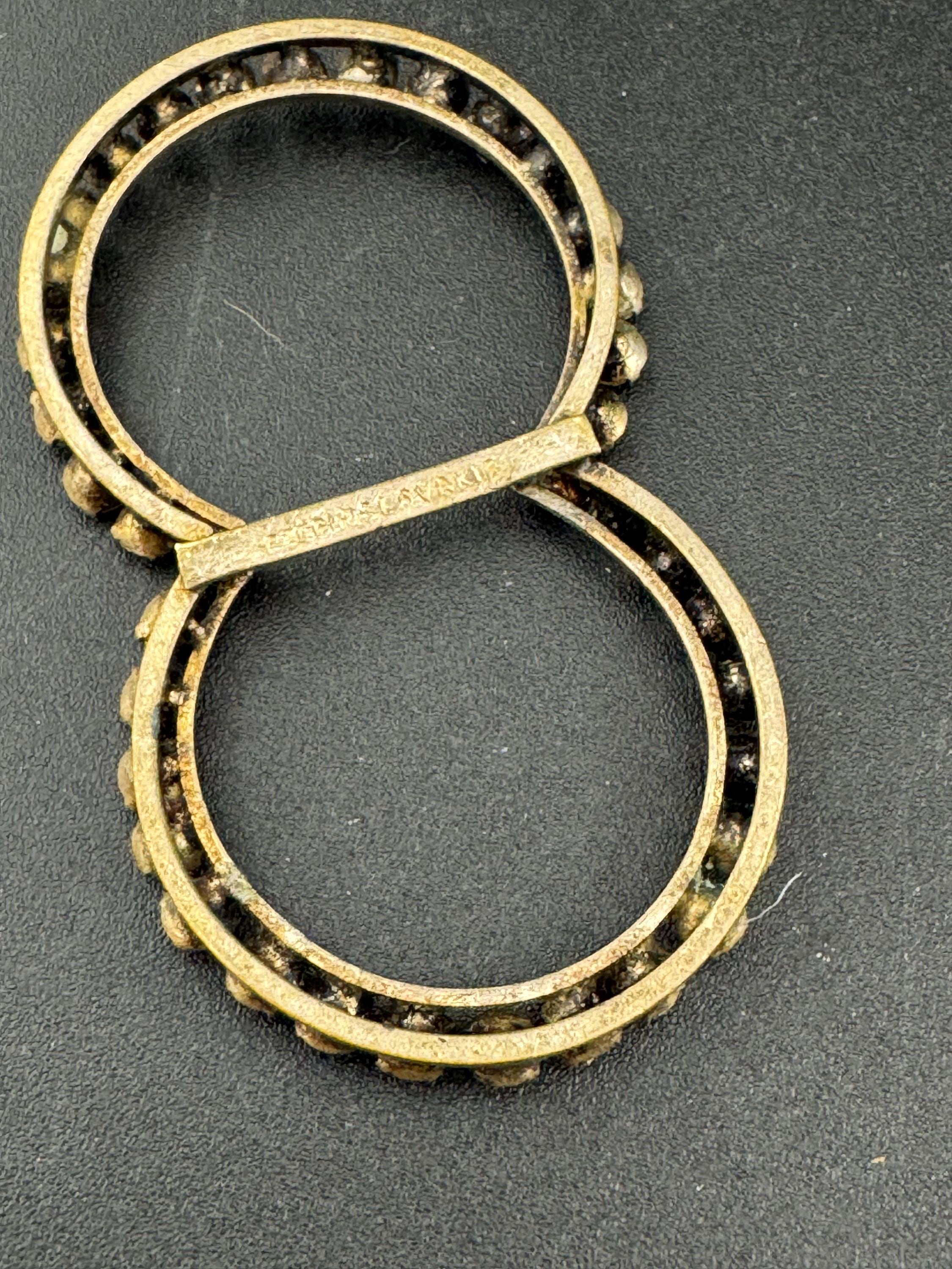 vintage Czech gold tone claw set Clear Glass Diamante double loop Belt Buckle, old paste rhinestone Wedding Sash Adornment choker Fitting