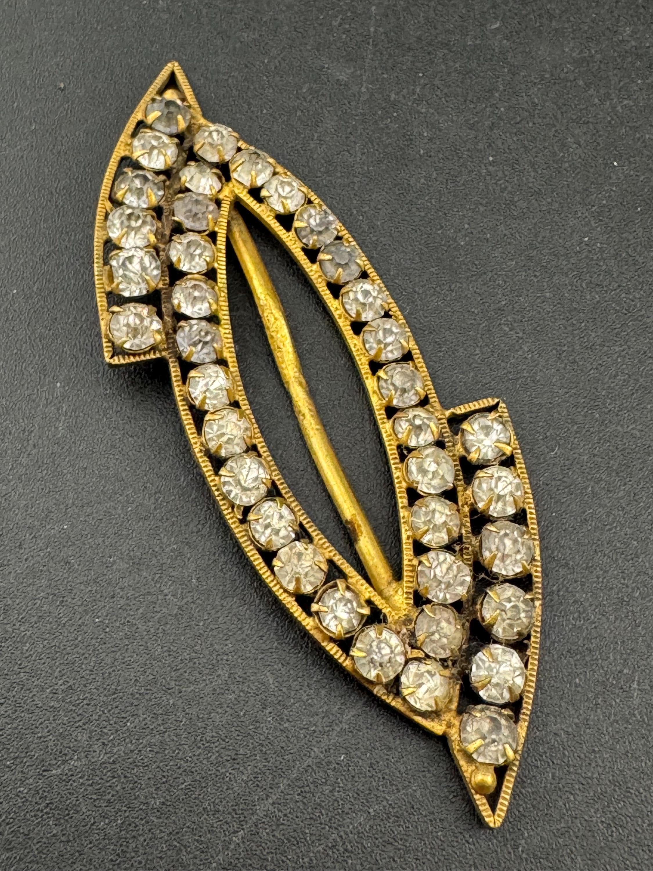 Vintage Czech Diamante Belt Buckle: Gold Tone Rhinestone Sash Adornment