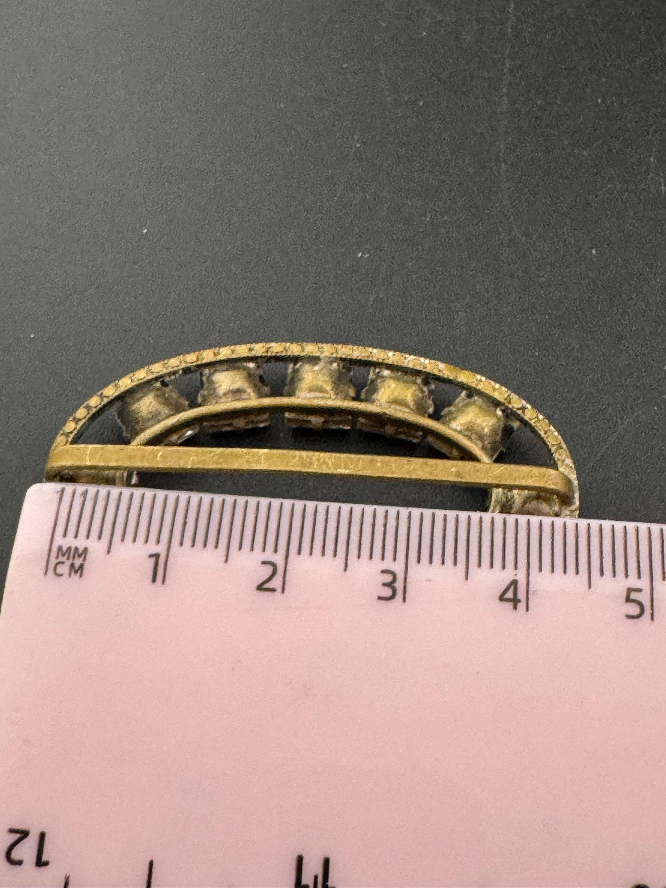 vintage Czech gold tone claw set square Clear Glass Diamante Belt Buckle, old paste rhinestone Wedding Adornment choker Fitting